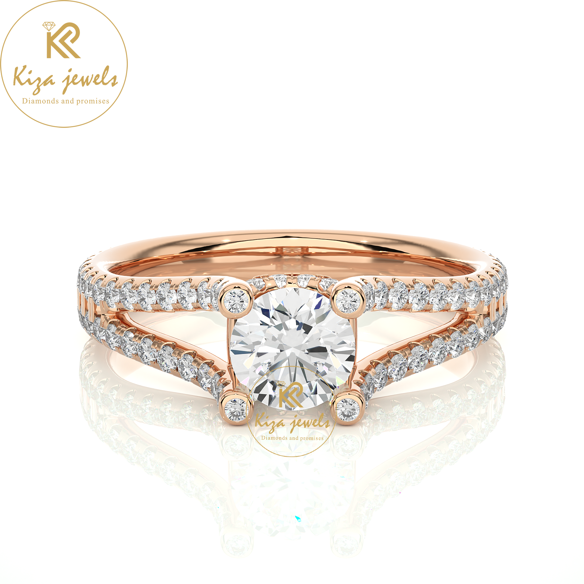 1.08 TDW Round Cut Women's Engagement Diamond Ring