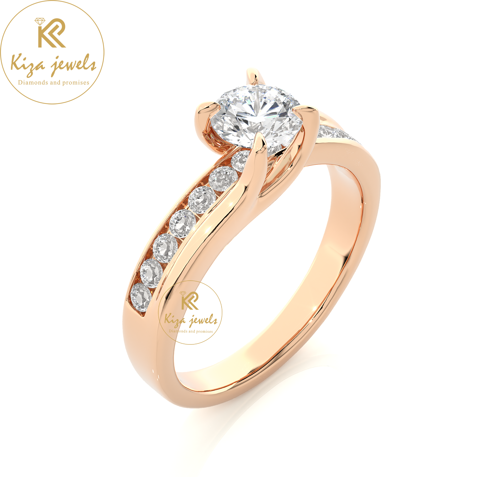 0.97 TDW Round Cut Women's Engagement Diamond Ring