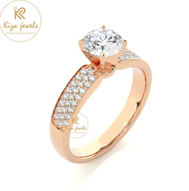 1.02 TDW Round Cut Women's Engagement Diamond Ring
