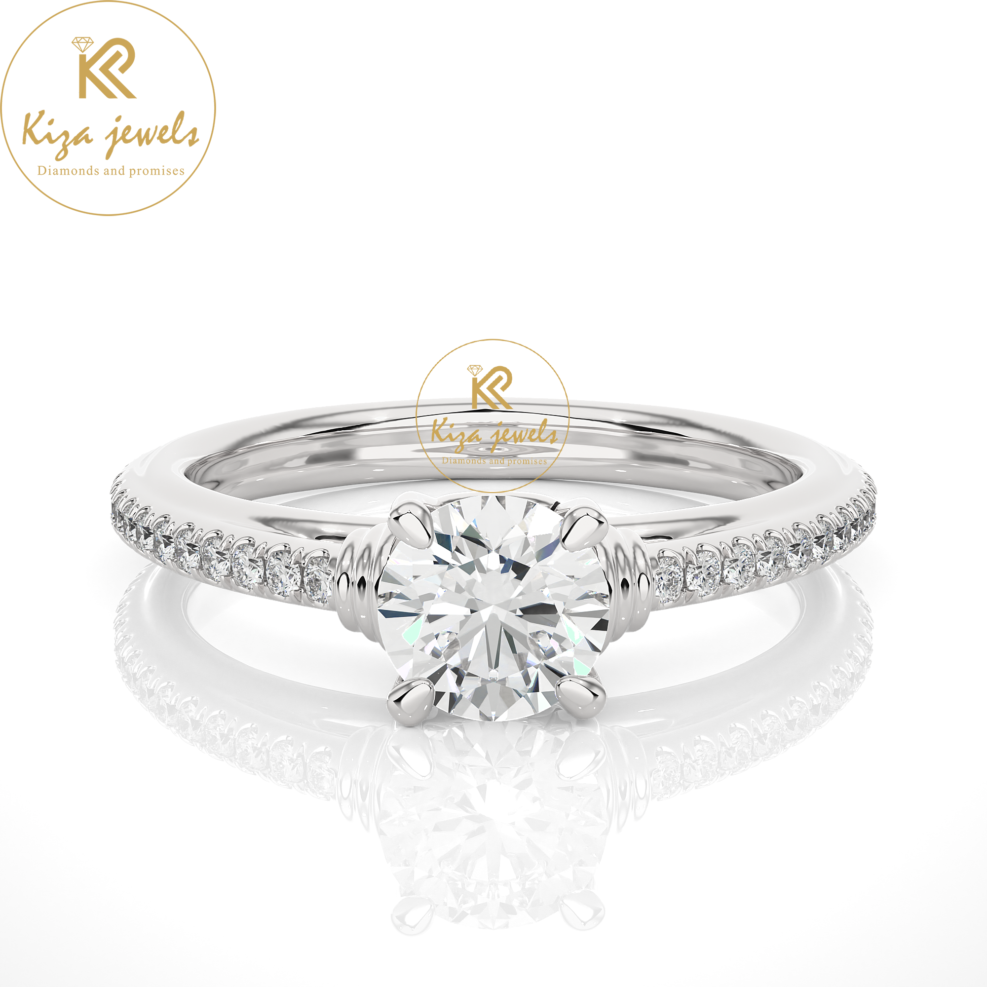 1.26 TDW Round Cut Women's Engagement Diamond Ring