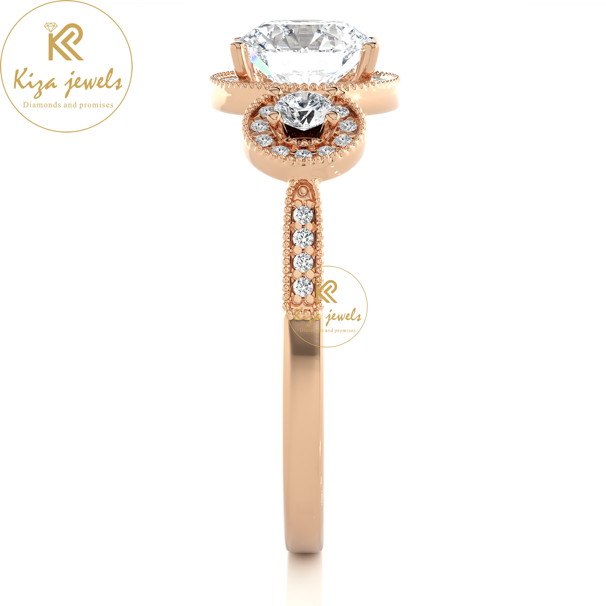 1.43 TDW Round Cut Women's Engagement Diamond Ring