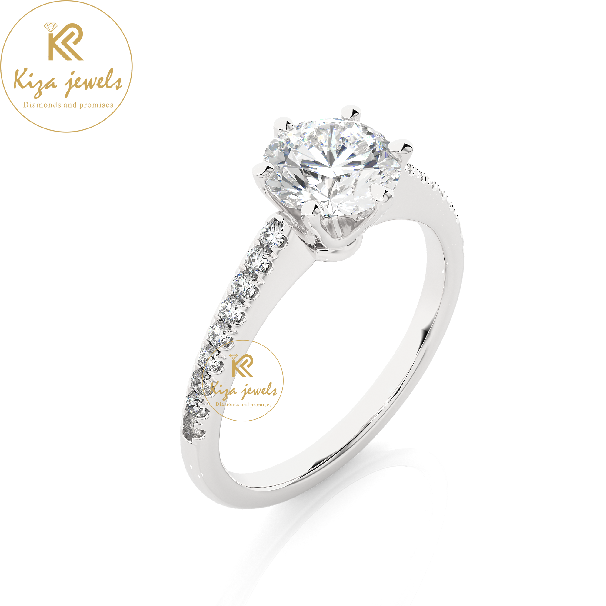 1.47 TDW Round Cut Women's Engagement Diamond Ring