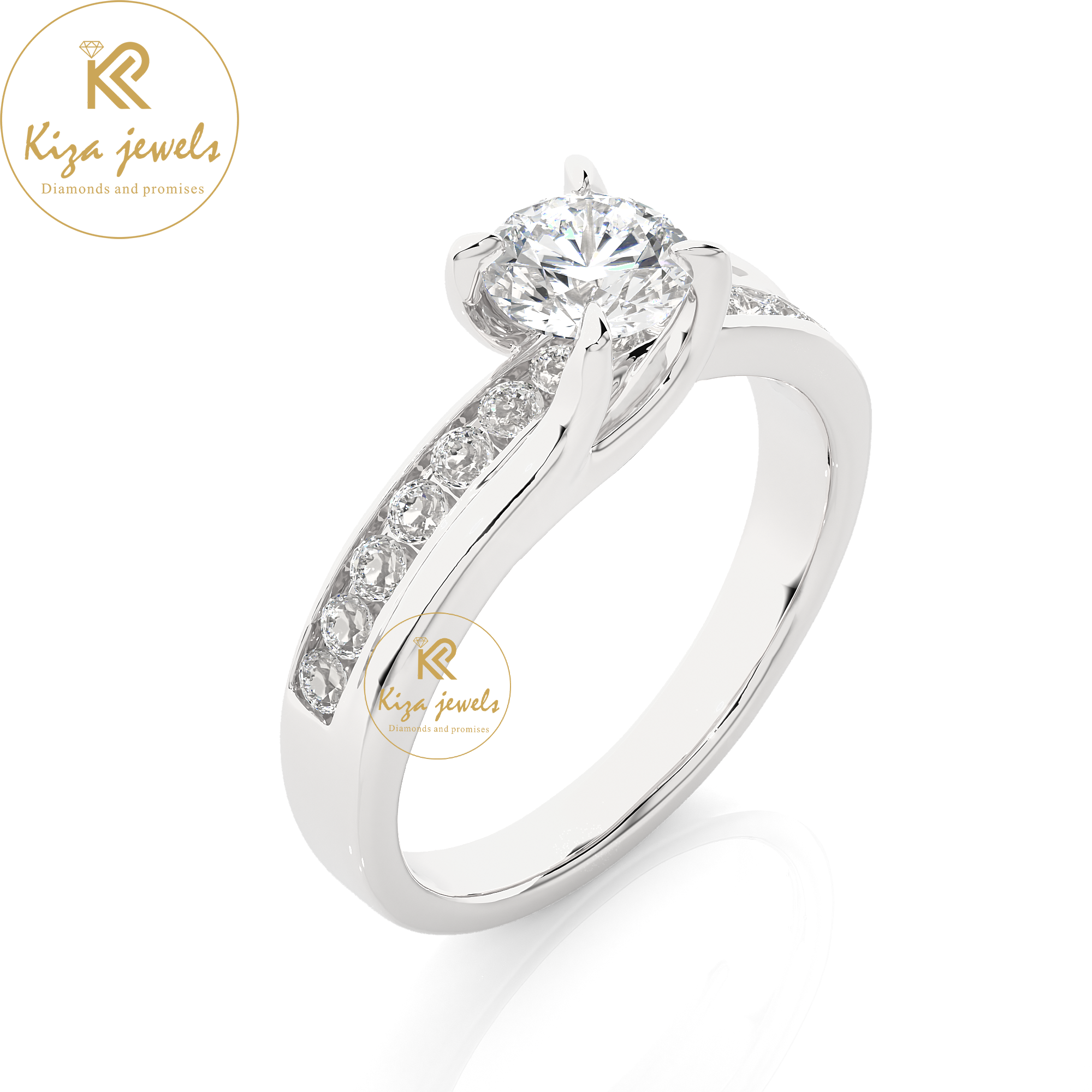 0.97 TDW Round Cut Women's Engagement Diamond Ring