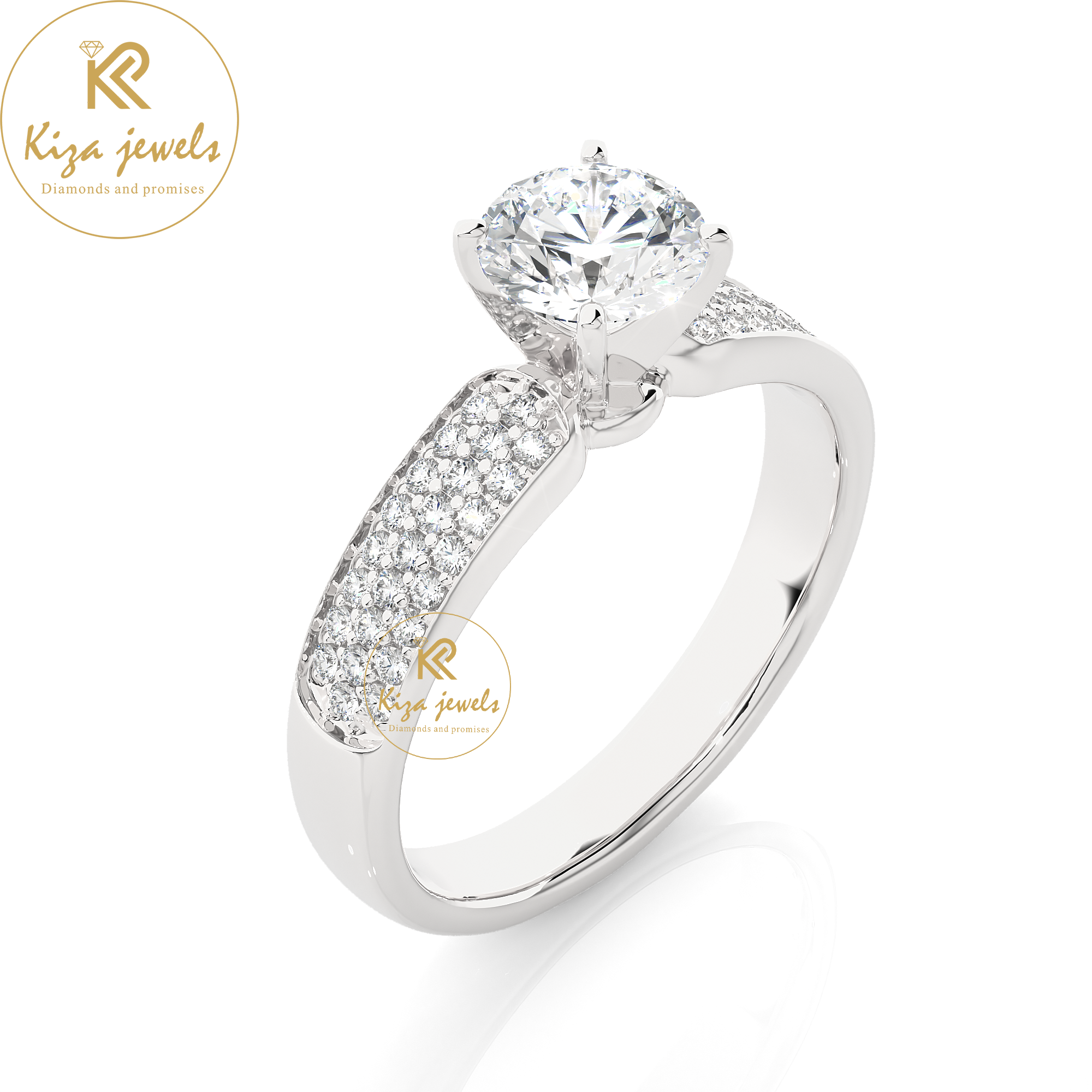 1.02 TDW Round Cut Women's Engagement Diamond Ring