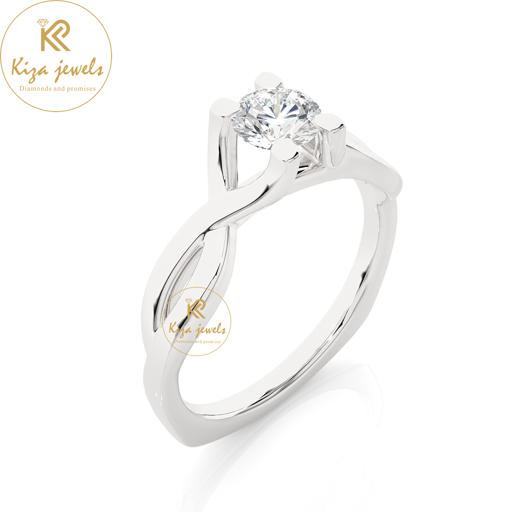 0.47 TDW Round Cut Diamond Women's Solitaire Ring