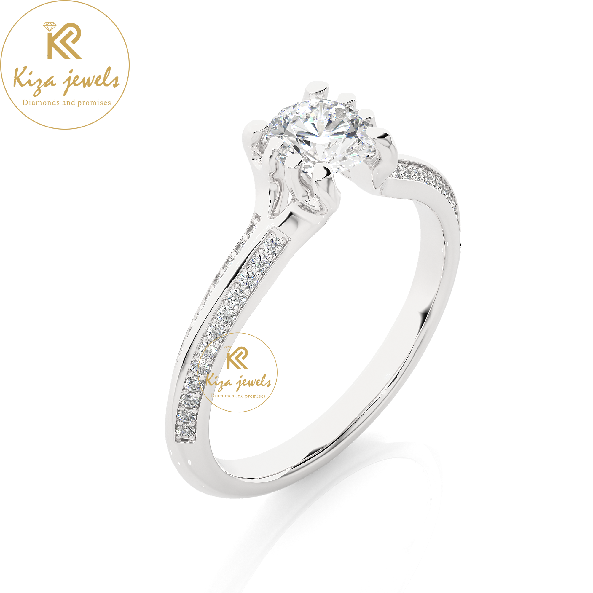 0.86 TDW Round Cut Women's Engagement Diamond Ring