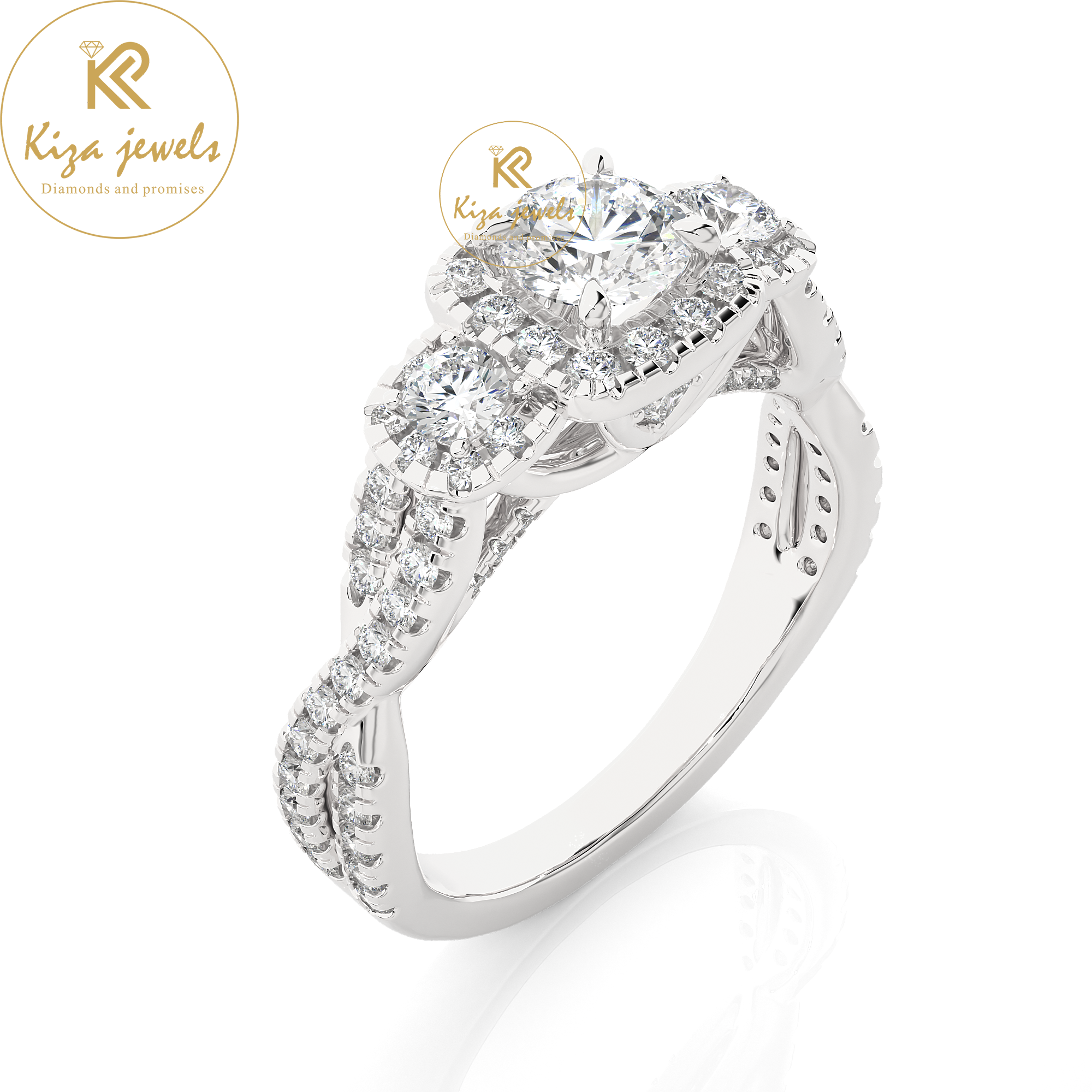 1.35 TDW Round Cut Women's Engagement Diamond Ring