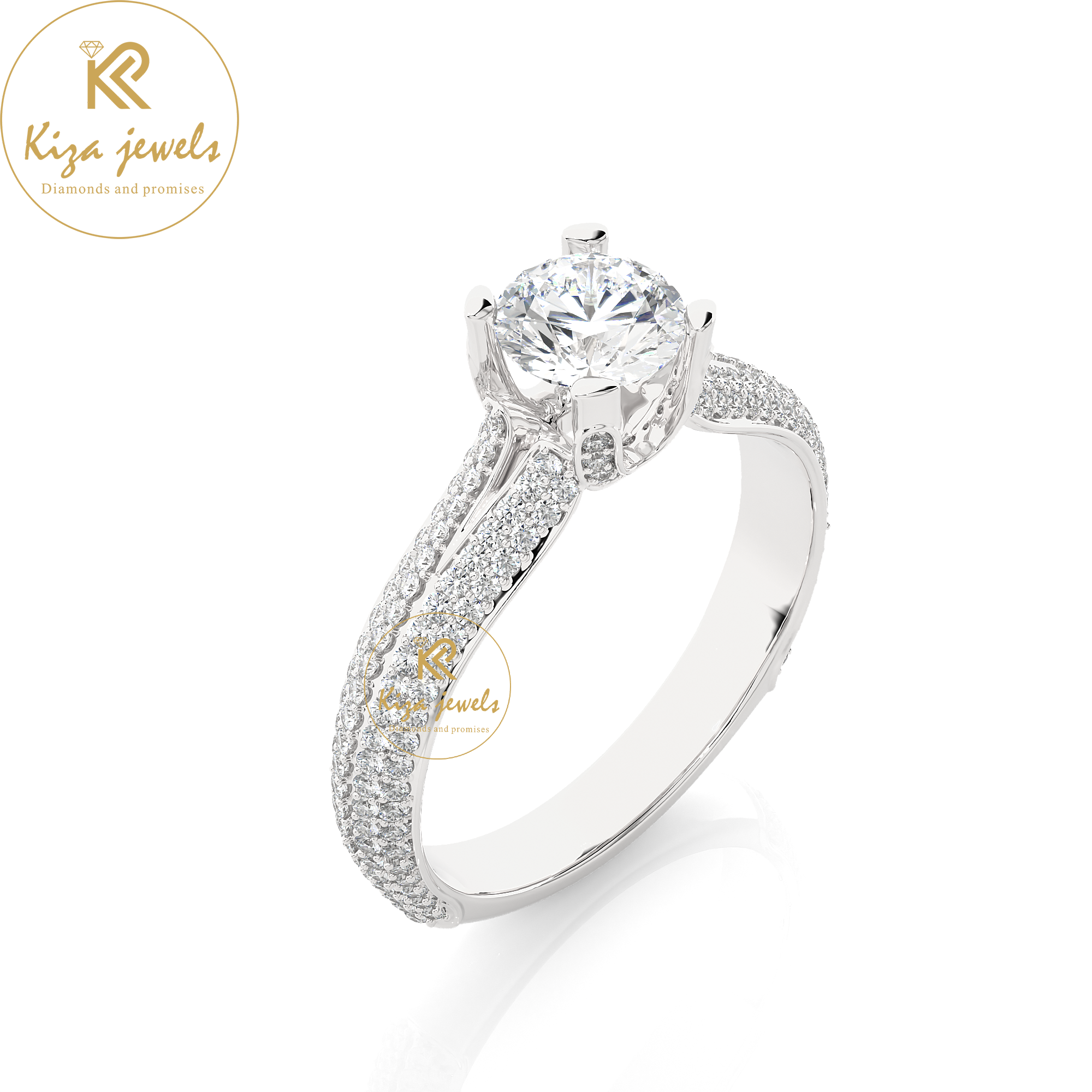 1.13 TDW Round Cut Women's Engagement Diamond Ring