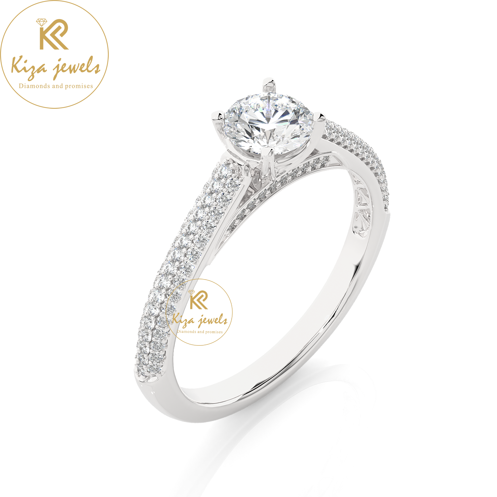 0.95 TDW Round Cut Women's Engagement Diamond Ring