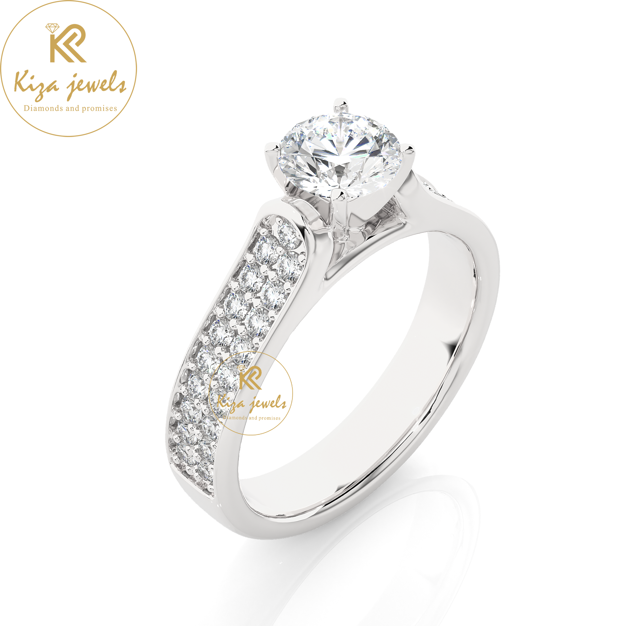 1.29 TDW Round Cut Women's Engagement Diamond Ring