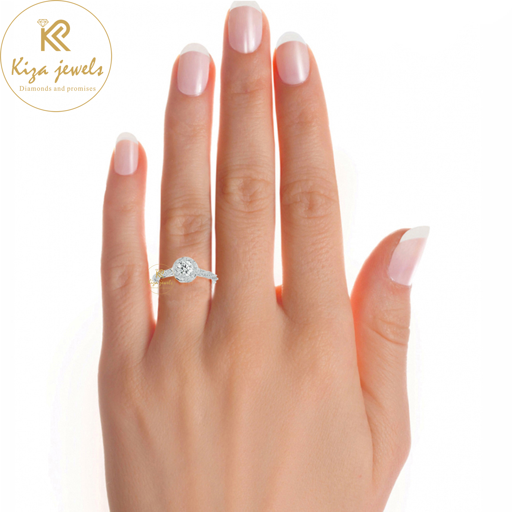 0.95 TDW Round Cut Women's Halo Diamond Ring