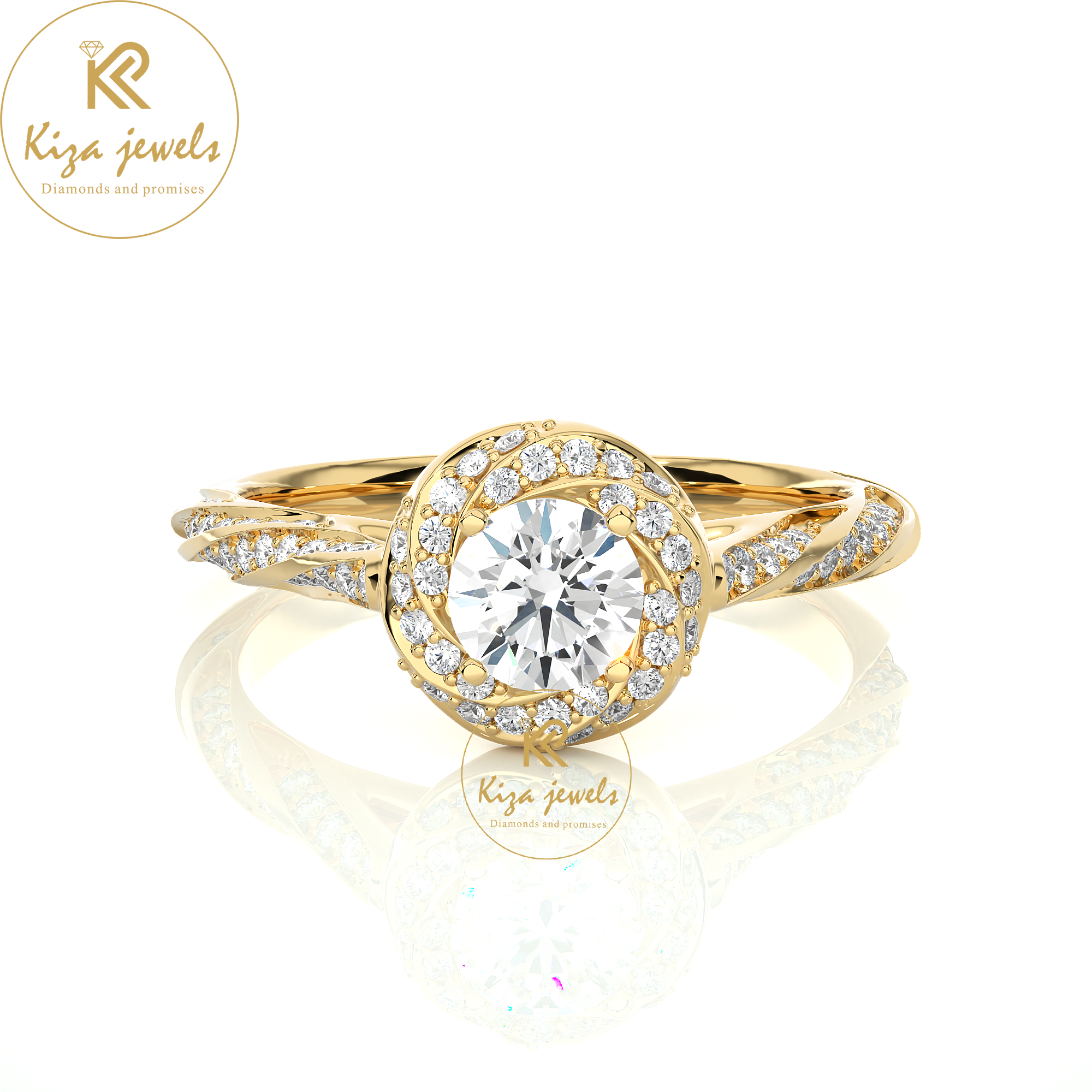 0.95 TDW Round Cut Women's Halo Diamond Ring