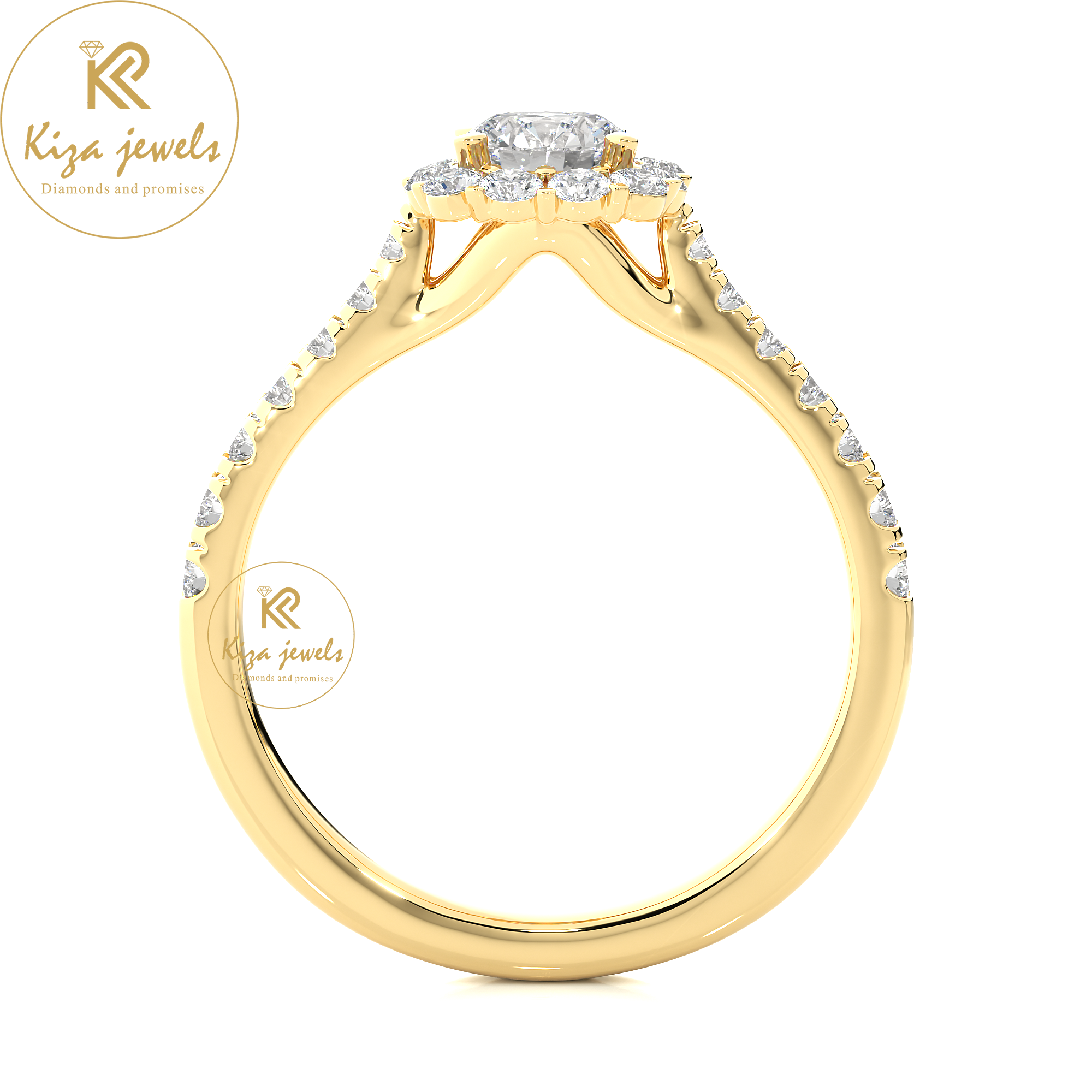 1.11 TDW Round Cut Women's Halo Diamond Ring