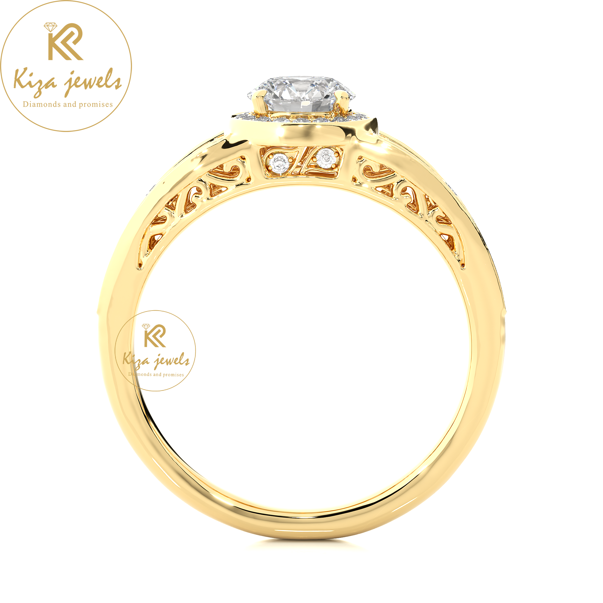 0.95 TDW Round Cut Women's Halo Diamond Ring