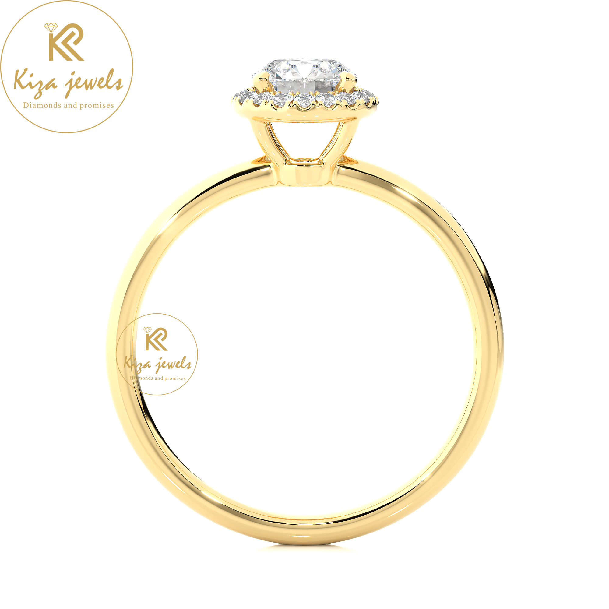 0.50 TDW Round Cut Women's Halo Diamond Ring