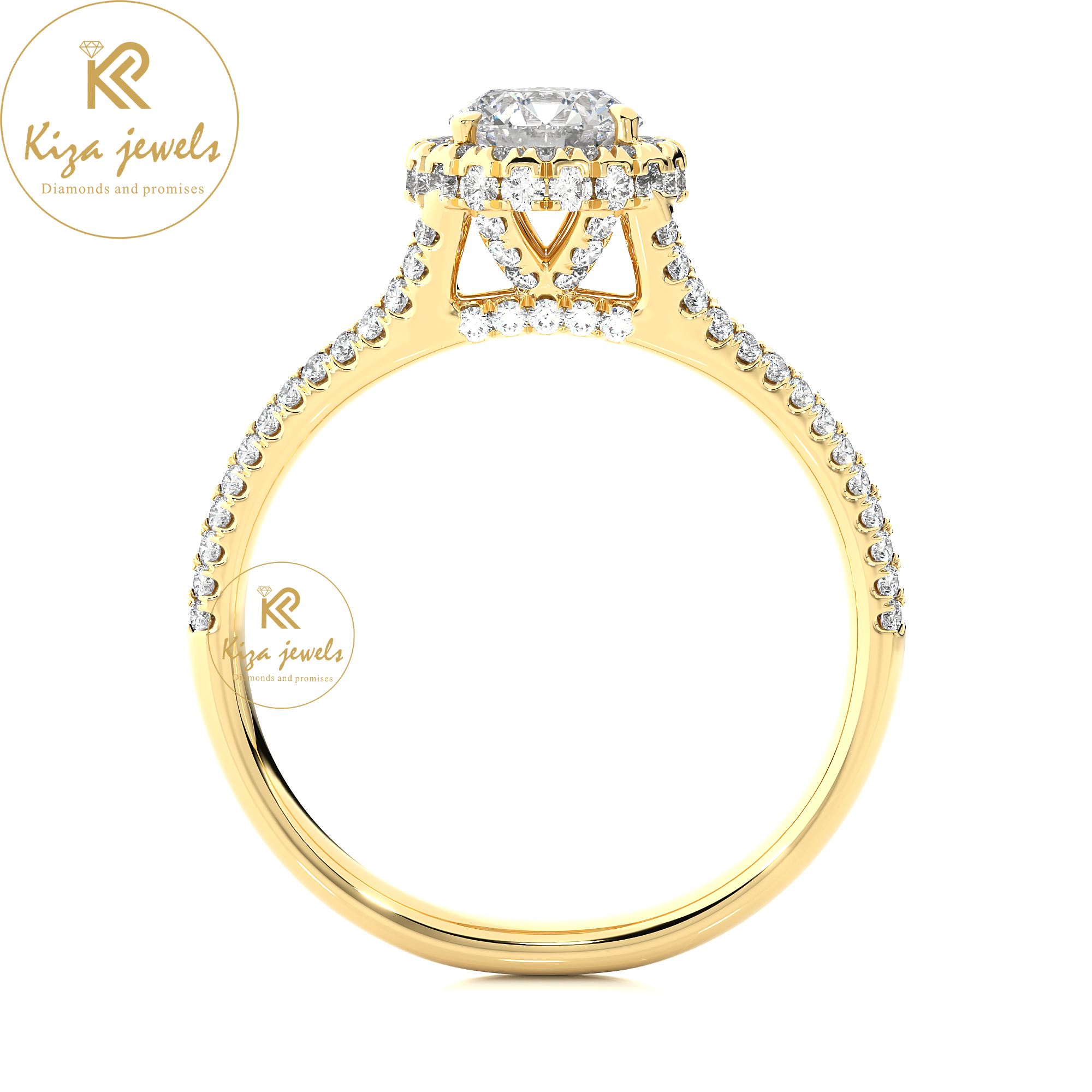 1.07 TDW Round Cut Women's Halo Diamond Ring