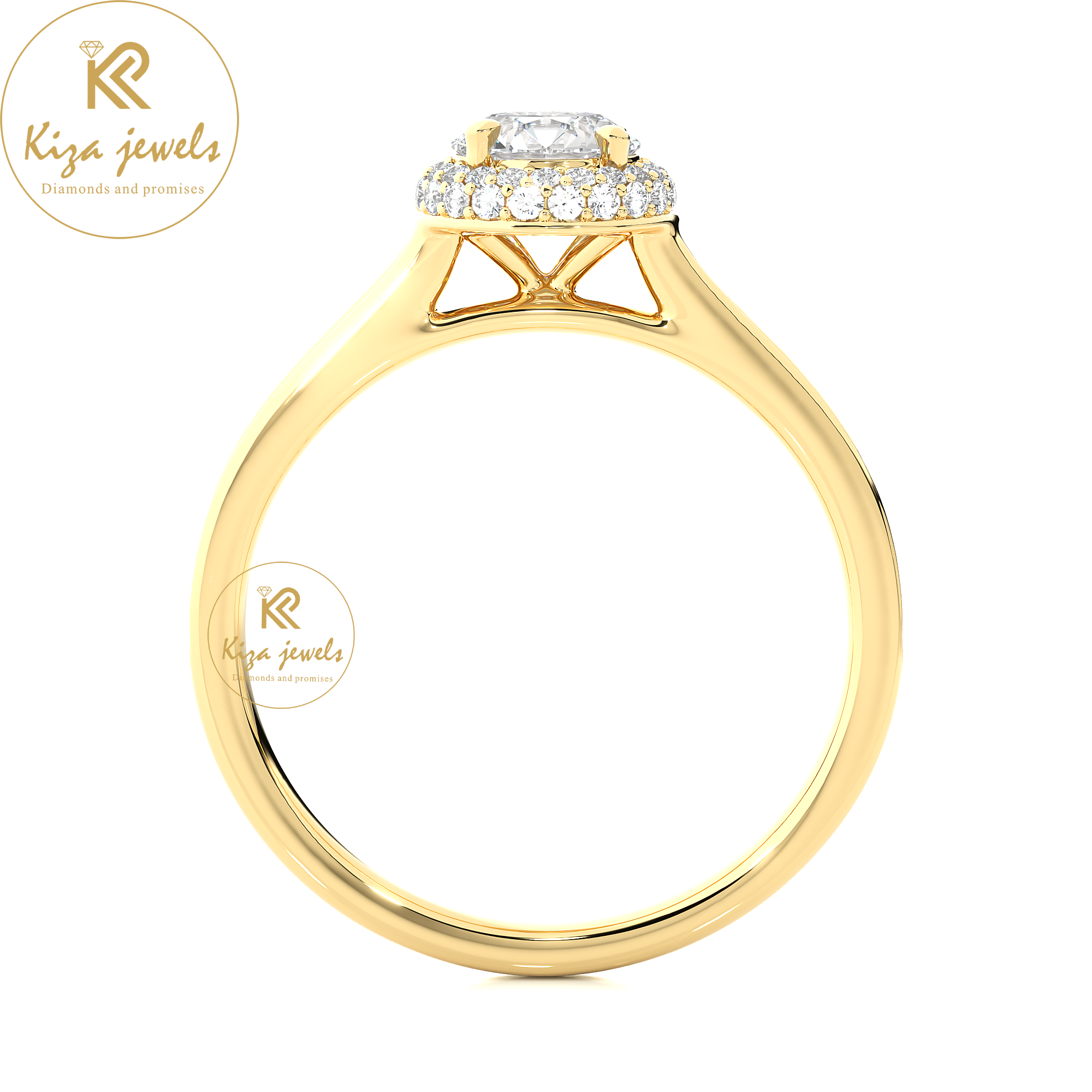 0.93 TDW Round Cut Women's Halo Diamond Ring