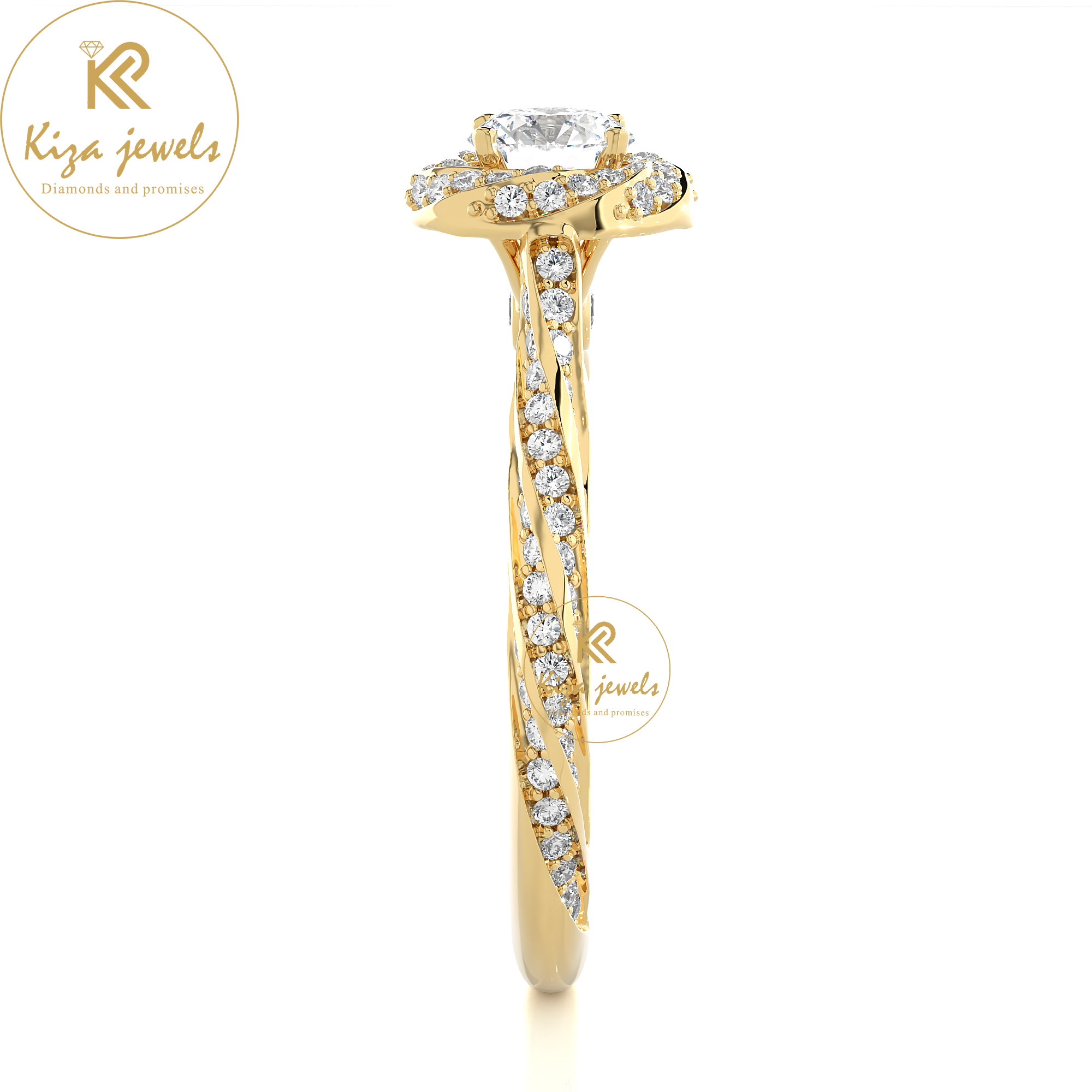 0.95 TDW Round Cut Women's Halo Diamond Ring