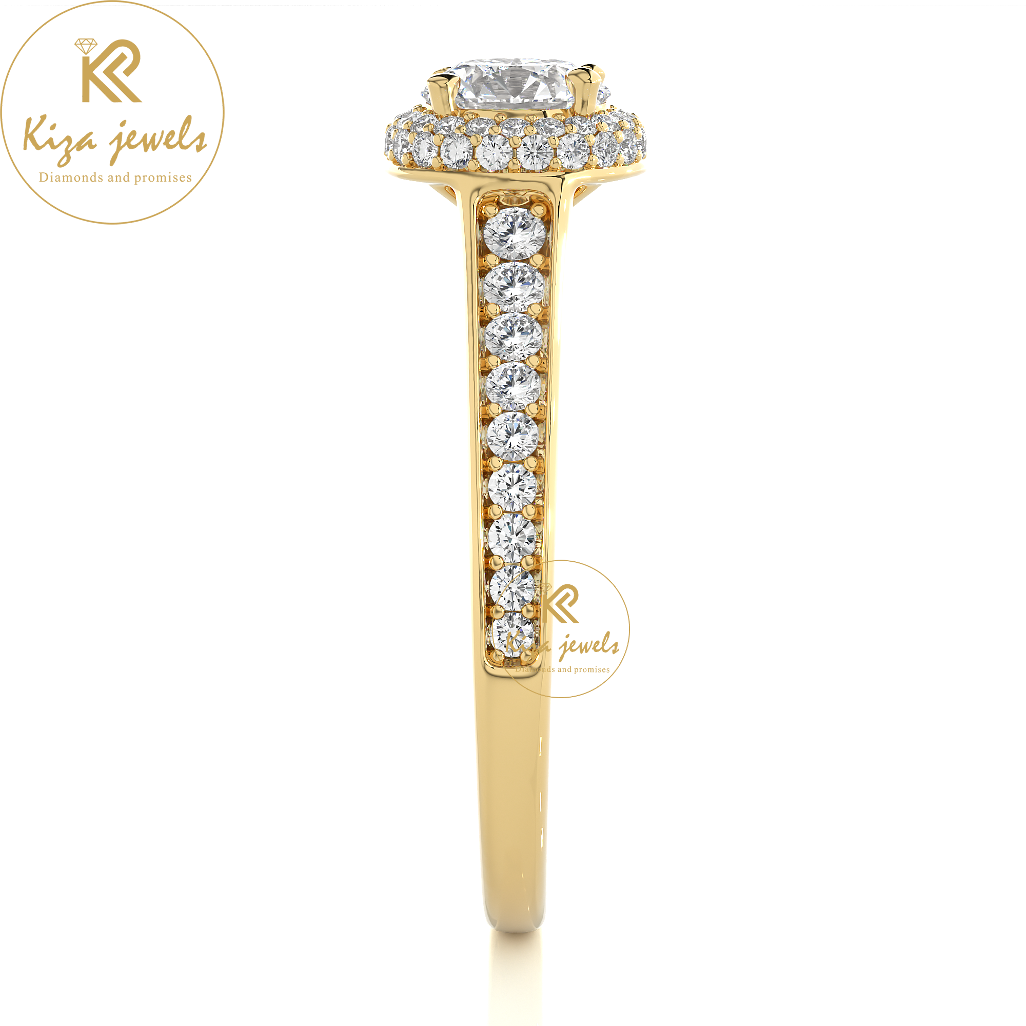 0.93 TDW Round Cut Women's Halo Diamond Ring