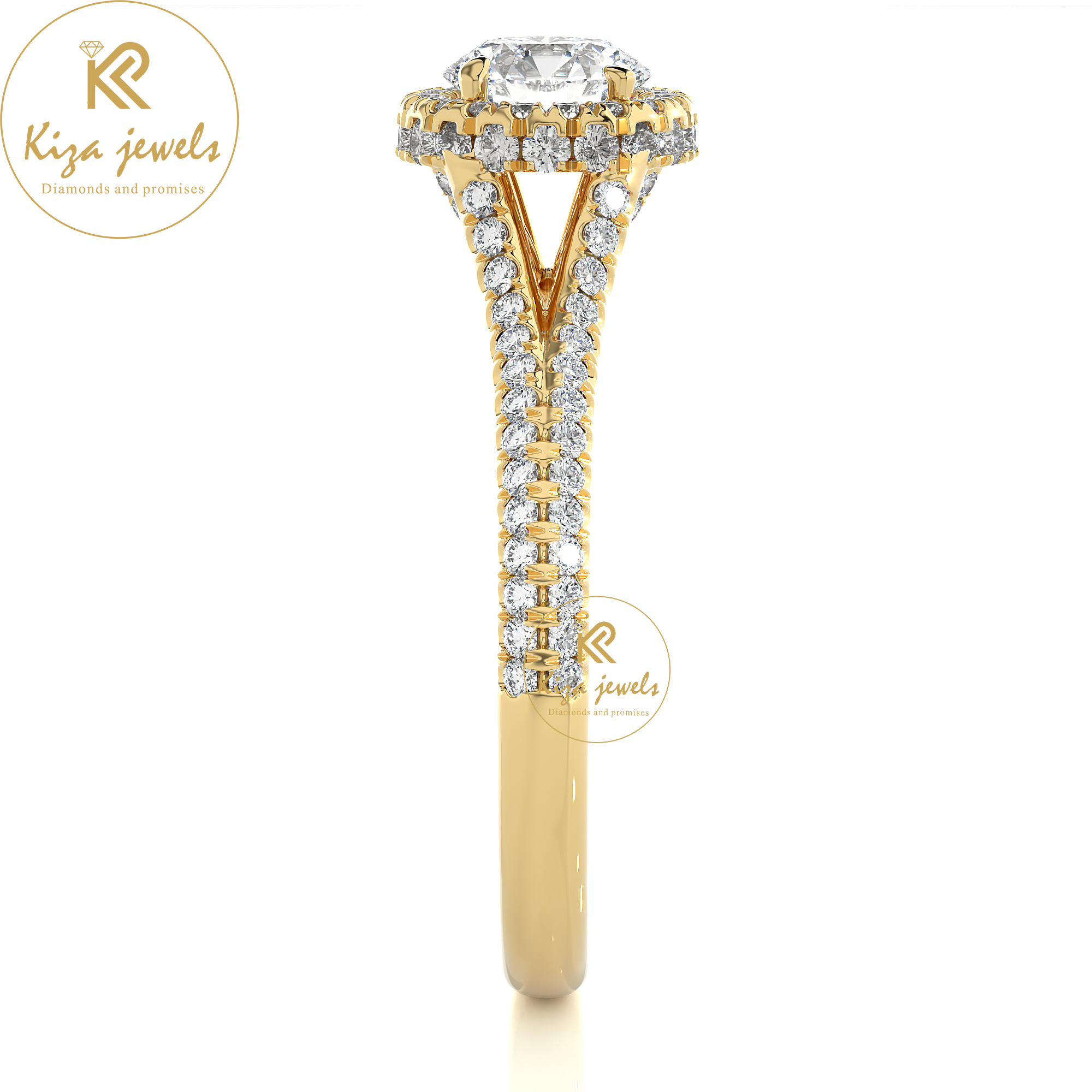 1.07 TDW Round Cut Women's Halo Diamond Ring