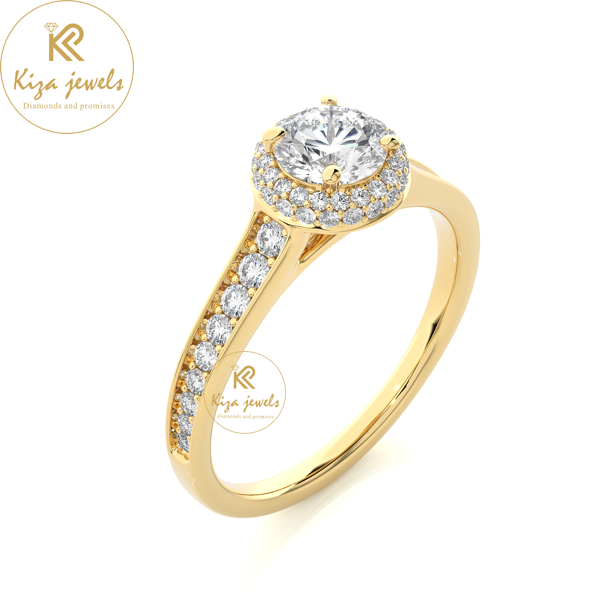 0.93 TDW Round Cut Women's Halo Diamond Ring