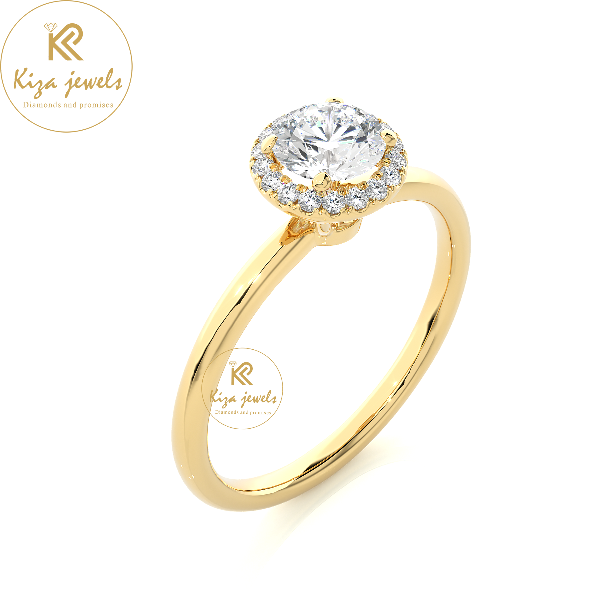 0.50 TDW Round Cut Women's Halo Diamond Ring