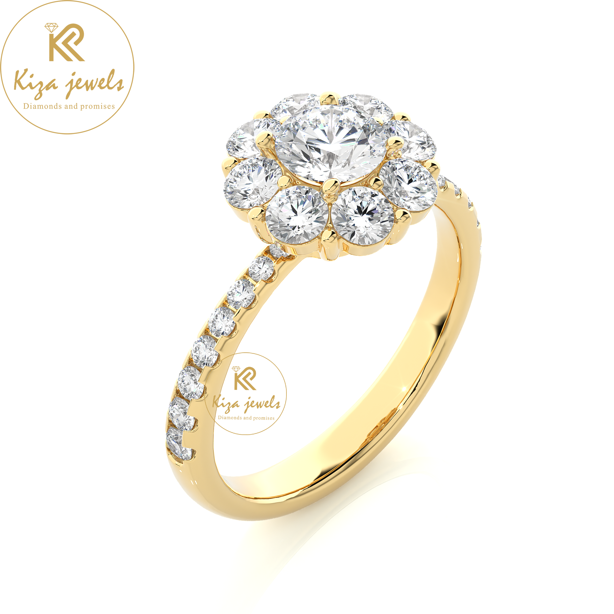 1.65 TDW Round Cut Women's Halo Diamond Ring