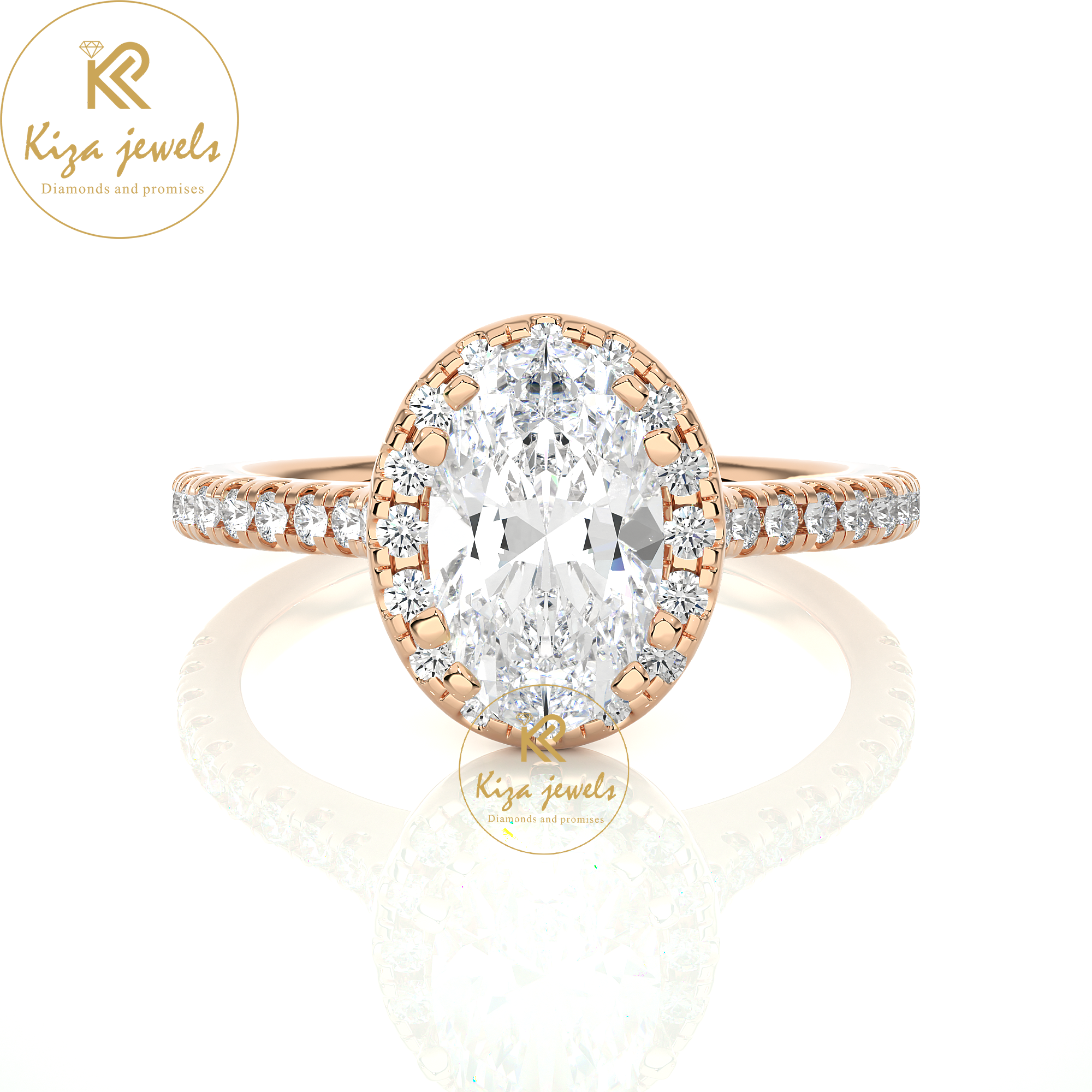 1.26 TDW Round & Oval Cut Women's Halo Diamond Ring