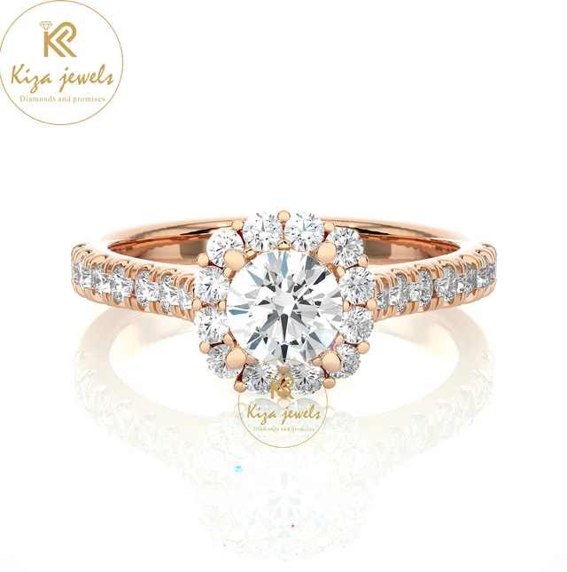 1.11 TDW Round Cut Women's Halo Diamond Ring