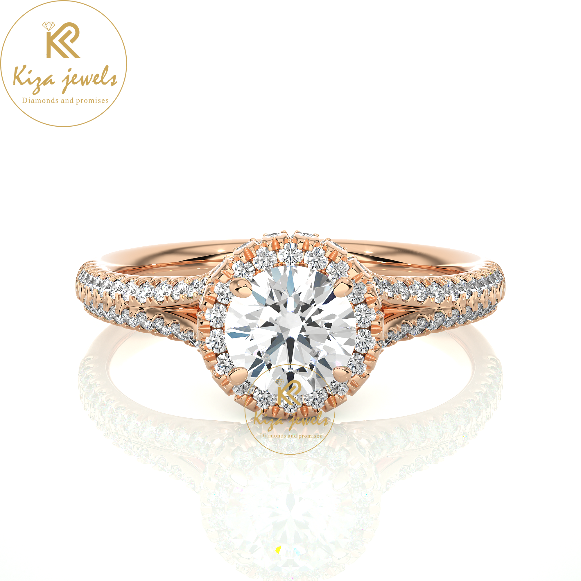 1.07 TDW Round Cut Women's Halo Diamond Ring