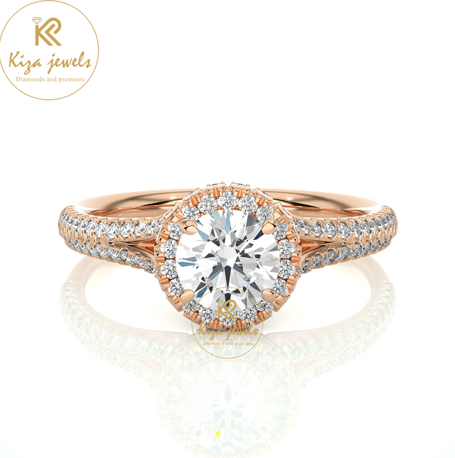 1.07 TDW Round Cut Women's Halo Diamond Ring