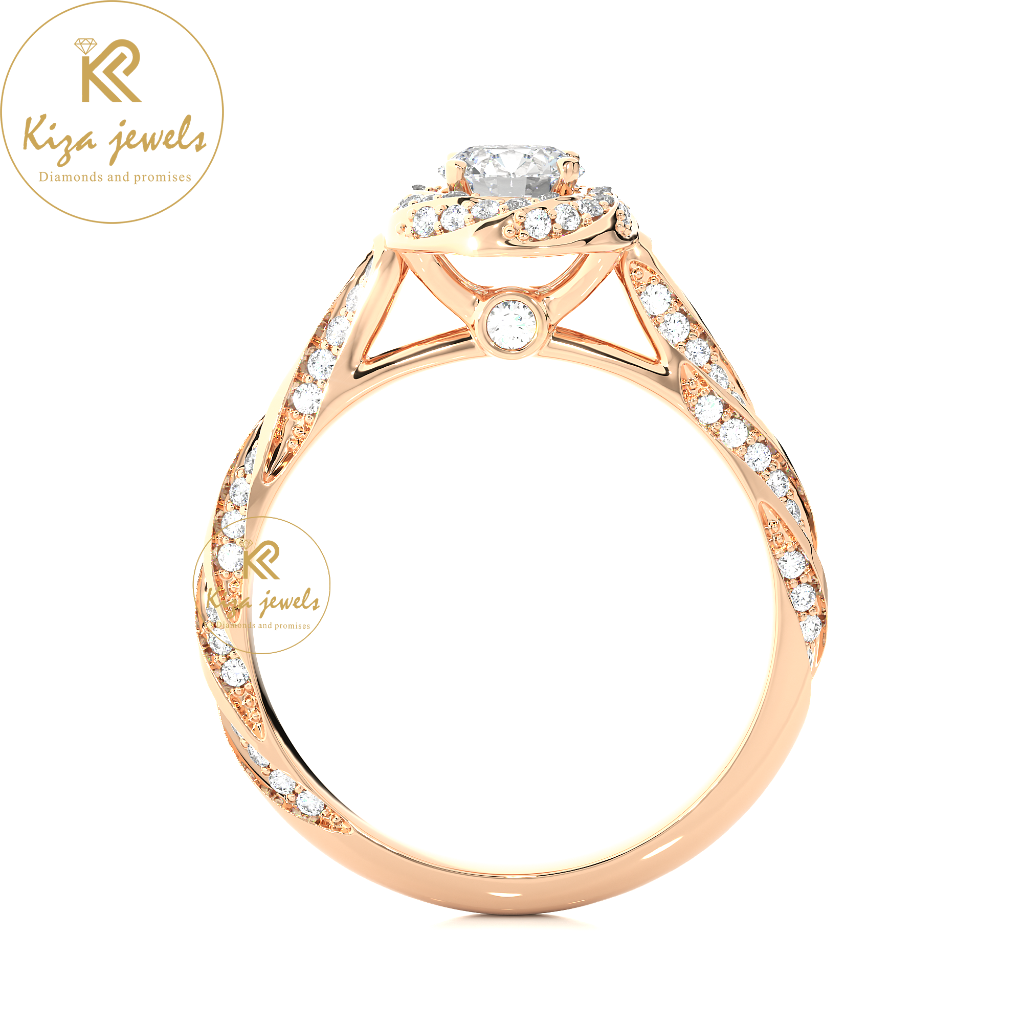 0.95 TDW Round Cut Women's Halo Diamond Ring