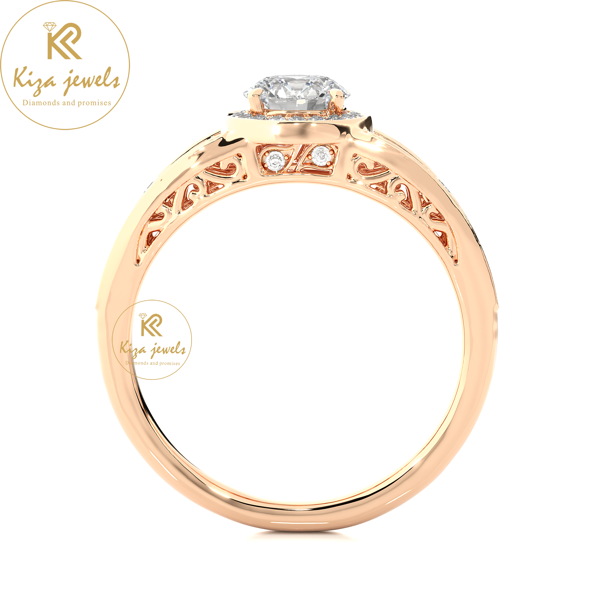 0.95 TDW Round Cut Women's Halo Diamond Ring