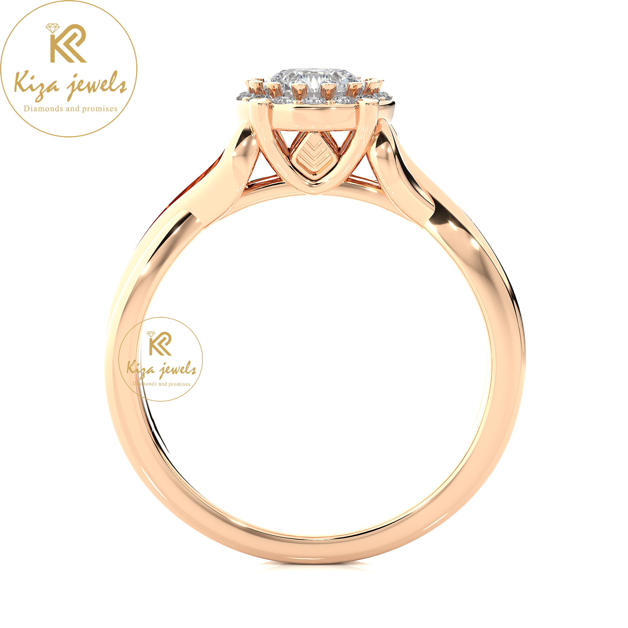 0.83 TDW Round Cut Women's Halo Diamond Ring