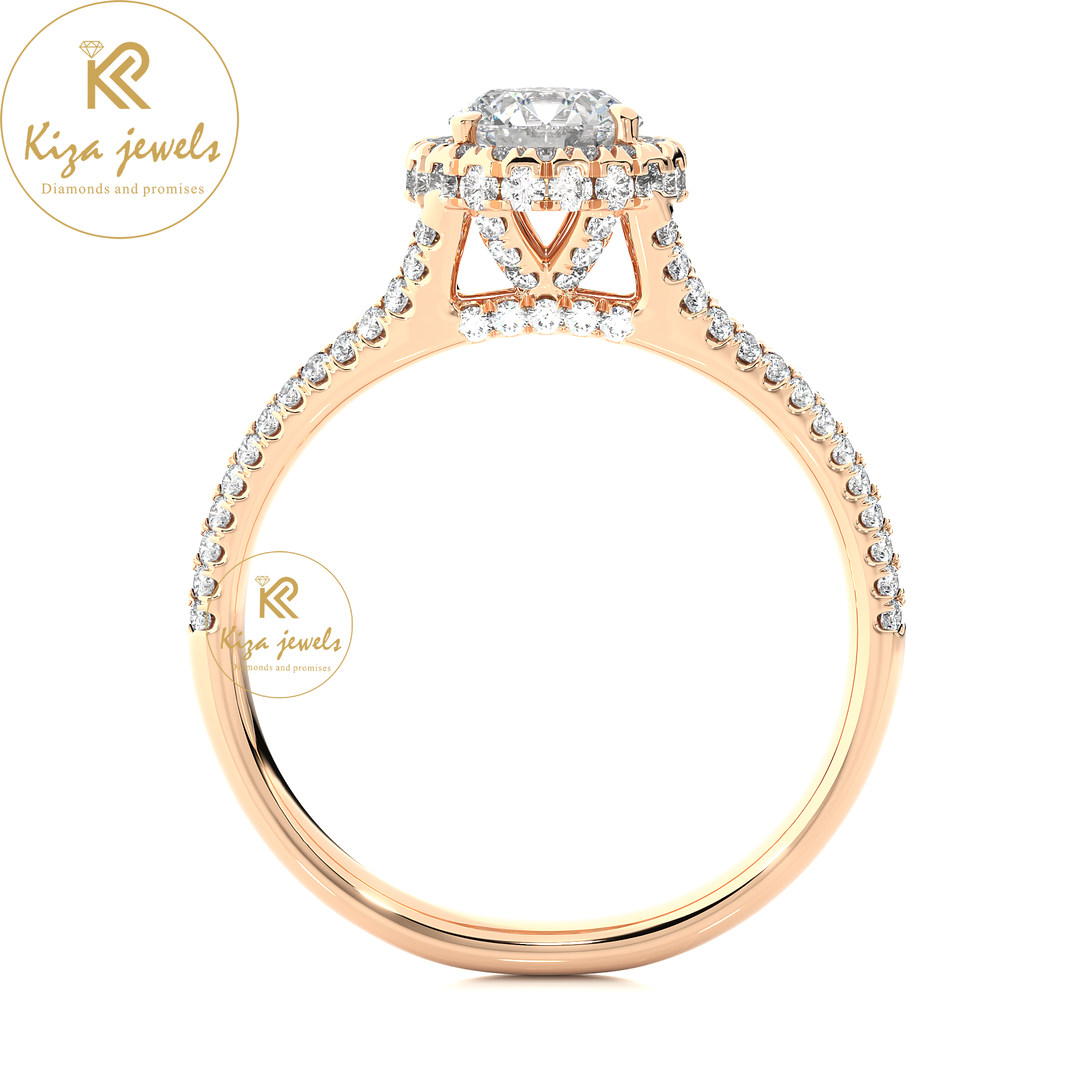 1.07 TDW Round Cut Women's Halo Diamond Ring