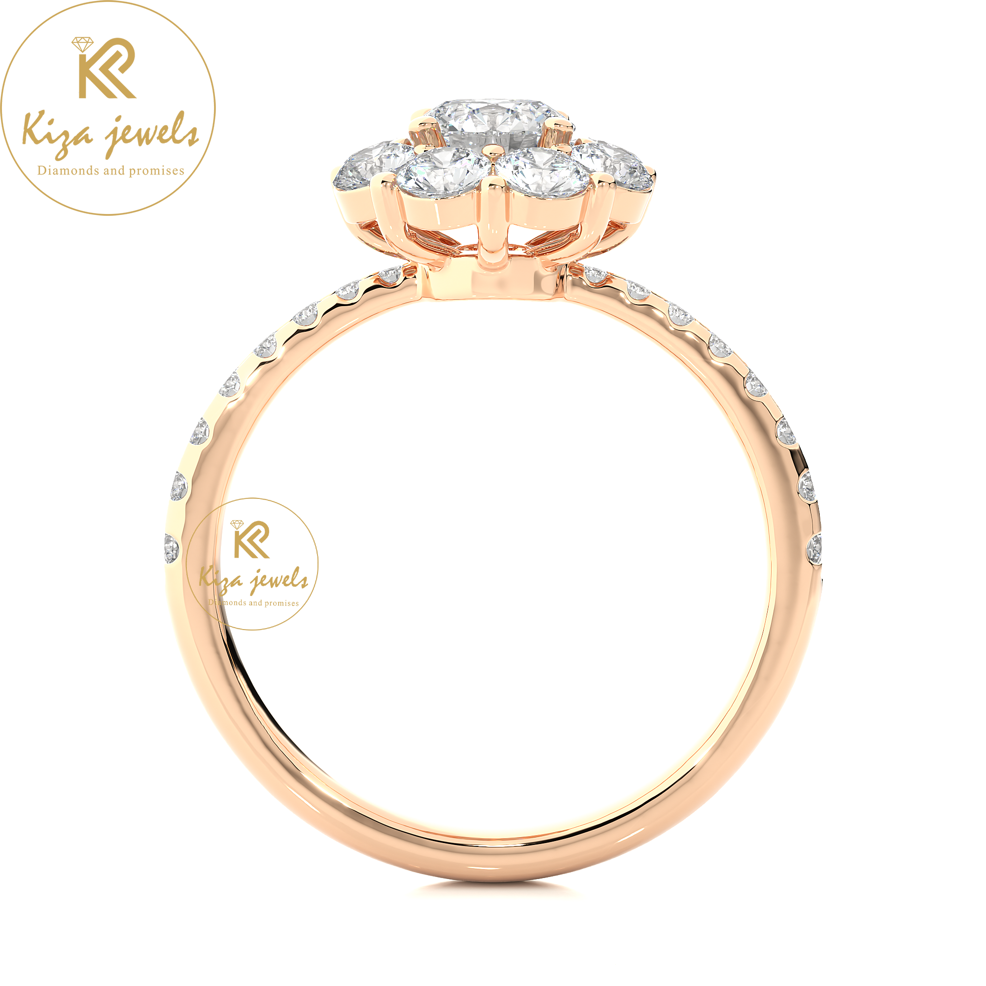 1.65 TDW Round Cut Women's Halo Diamond Ring