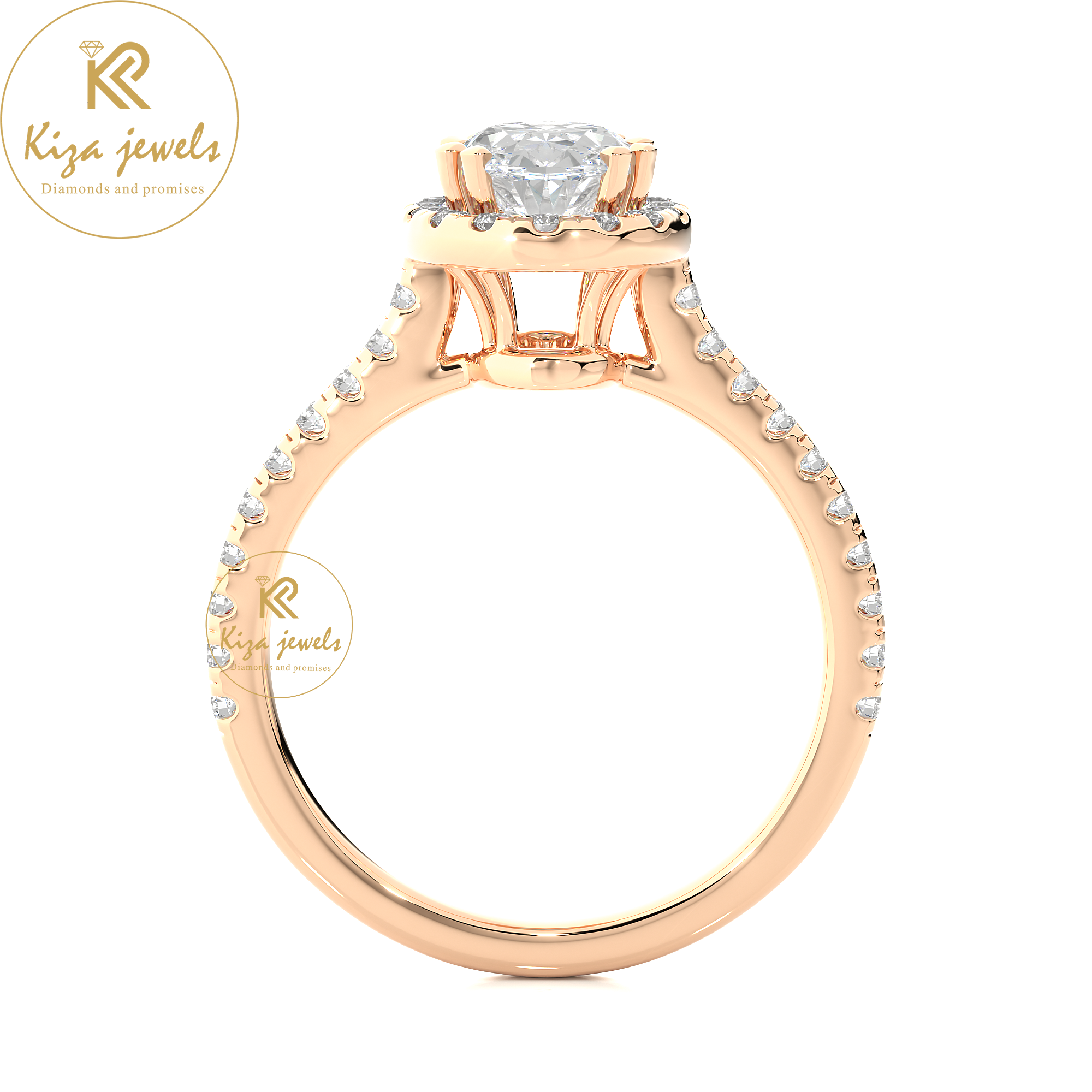 1.26 TDW Round & Oval Cut Women's Halo Diamond Ring