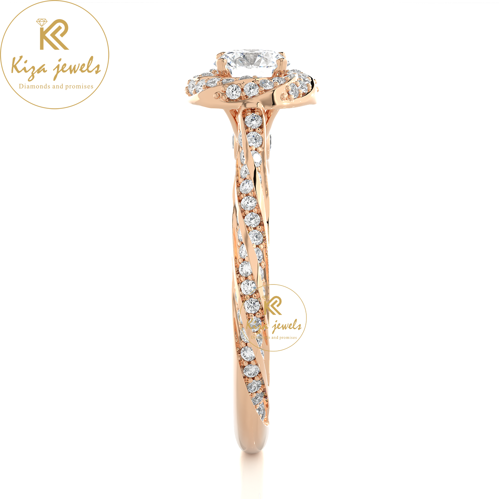 0.95 TDW Round Cut Women's Halo Diamond Ring