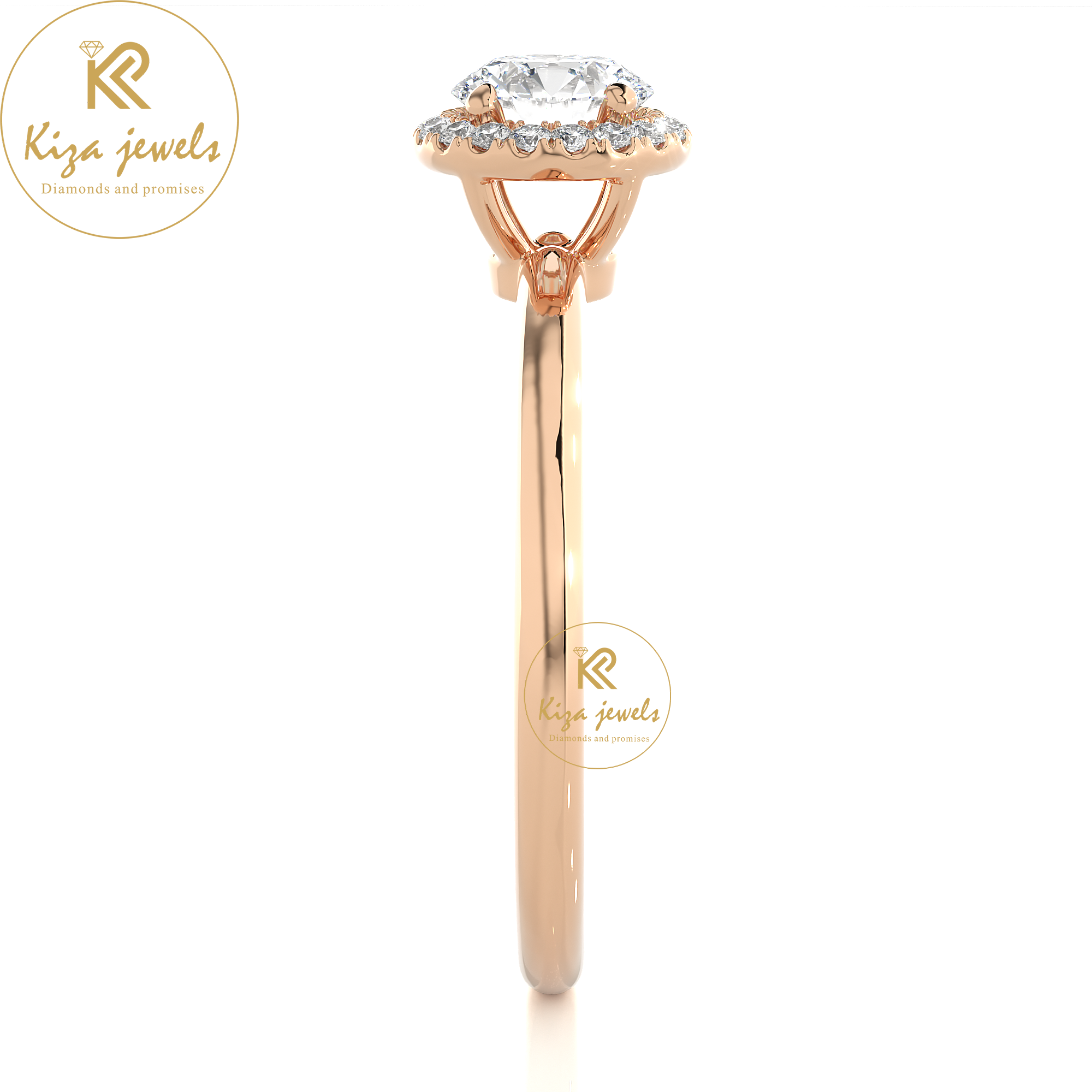 0.50 TDW Round Cut Women's Halo Diamond Ring