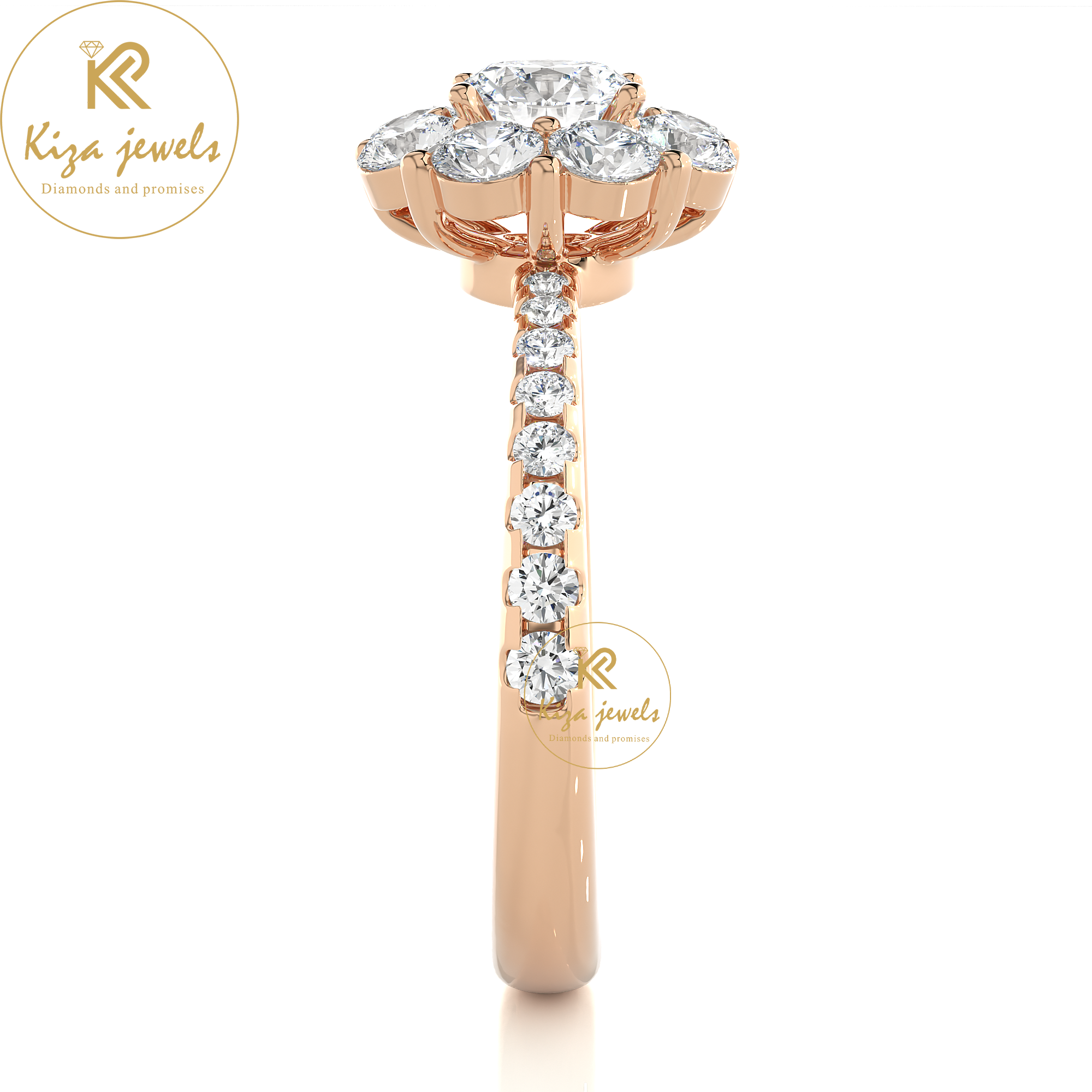 1.65 TDW Round Cut Women's Halo Diamond Ring