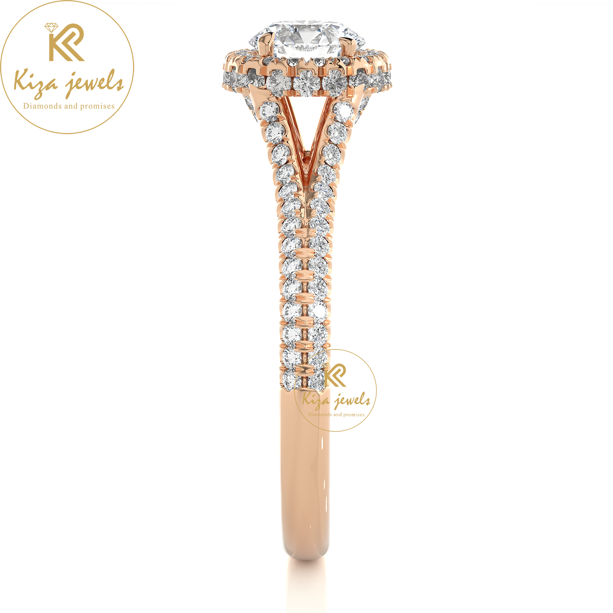 1.07 TDW Round Cut Women's Halo Diamond Ring