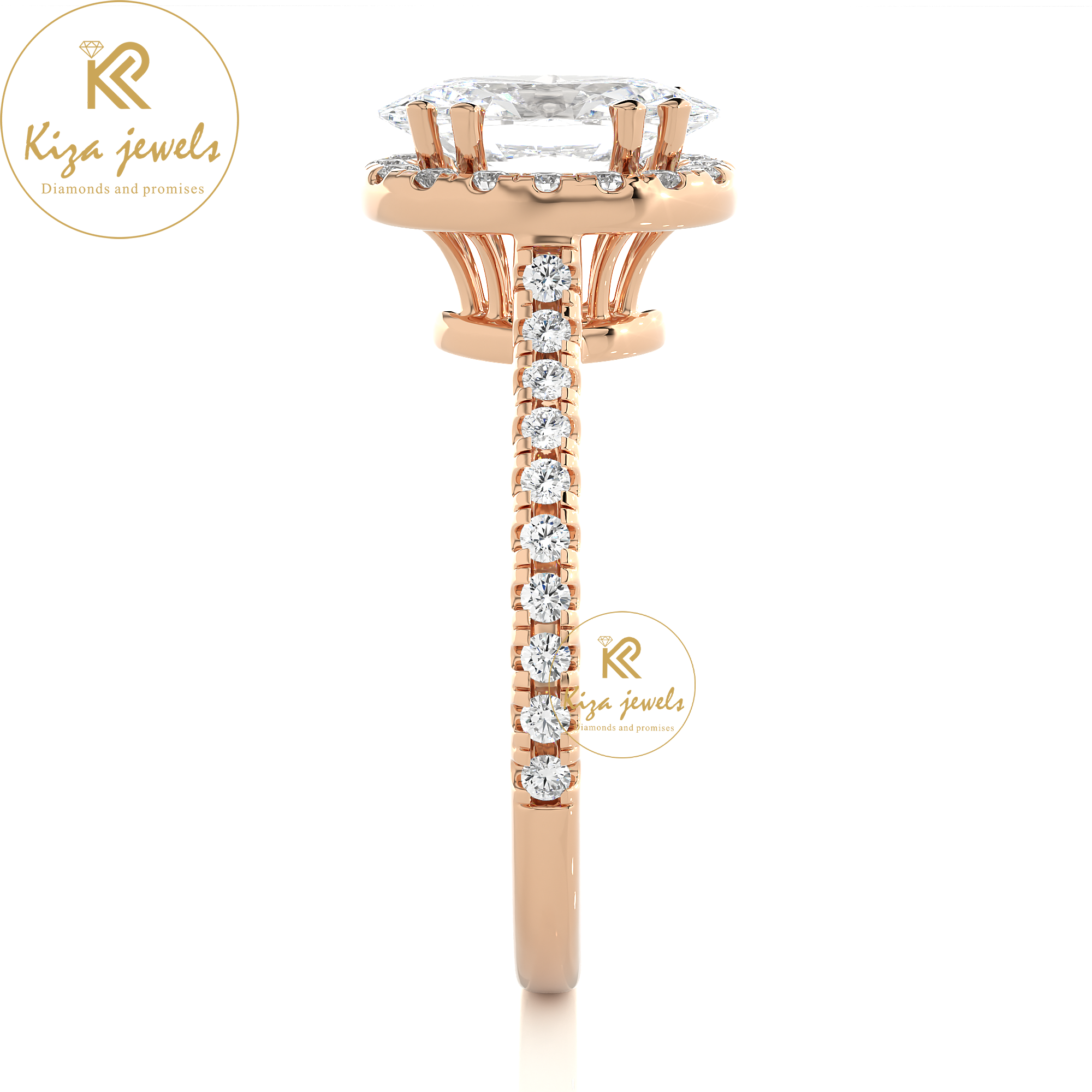 1.26 TDW Round & Oval Cut Women's Halo Diamond Ring