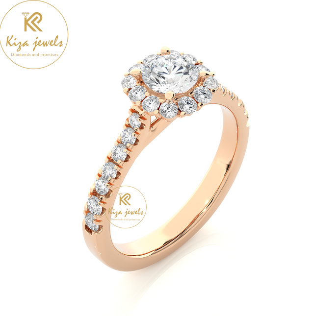 1.11 TDW Round Cut Women's Halo Diamond Ring