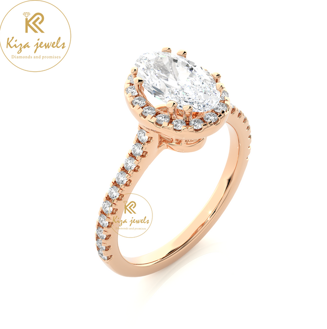 1.26 TDW Round & Oval Cut Women's Halo Diamond Ring