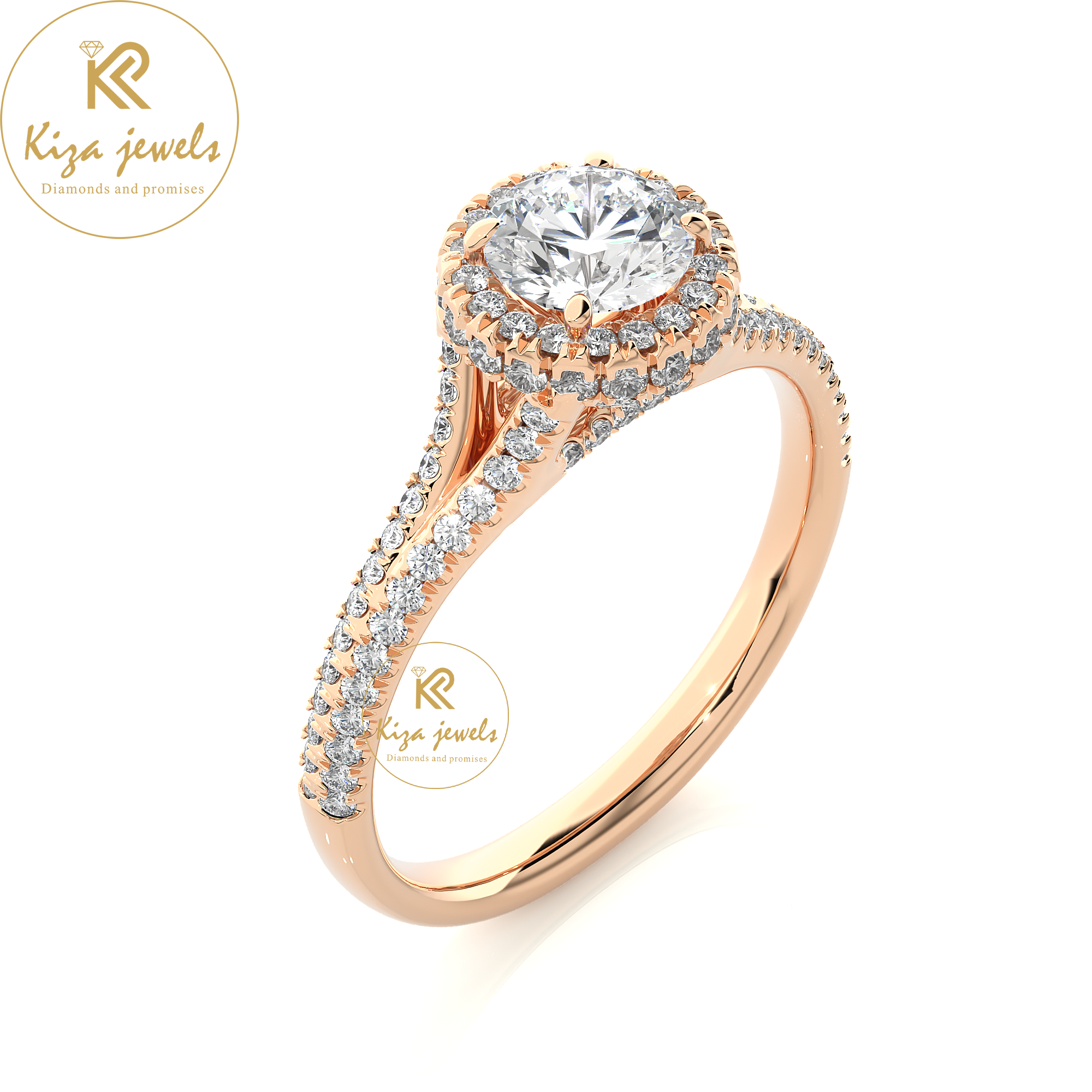 1.07 TDW Round Cut Women's Halo Diamond Ring