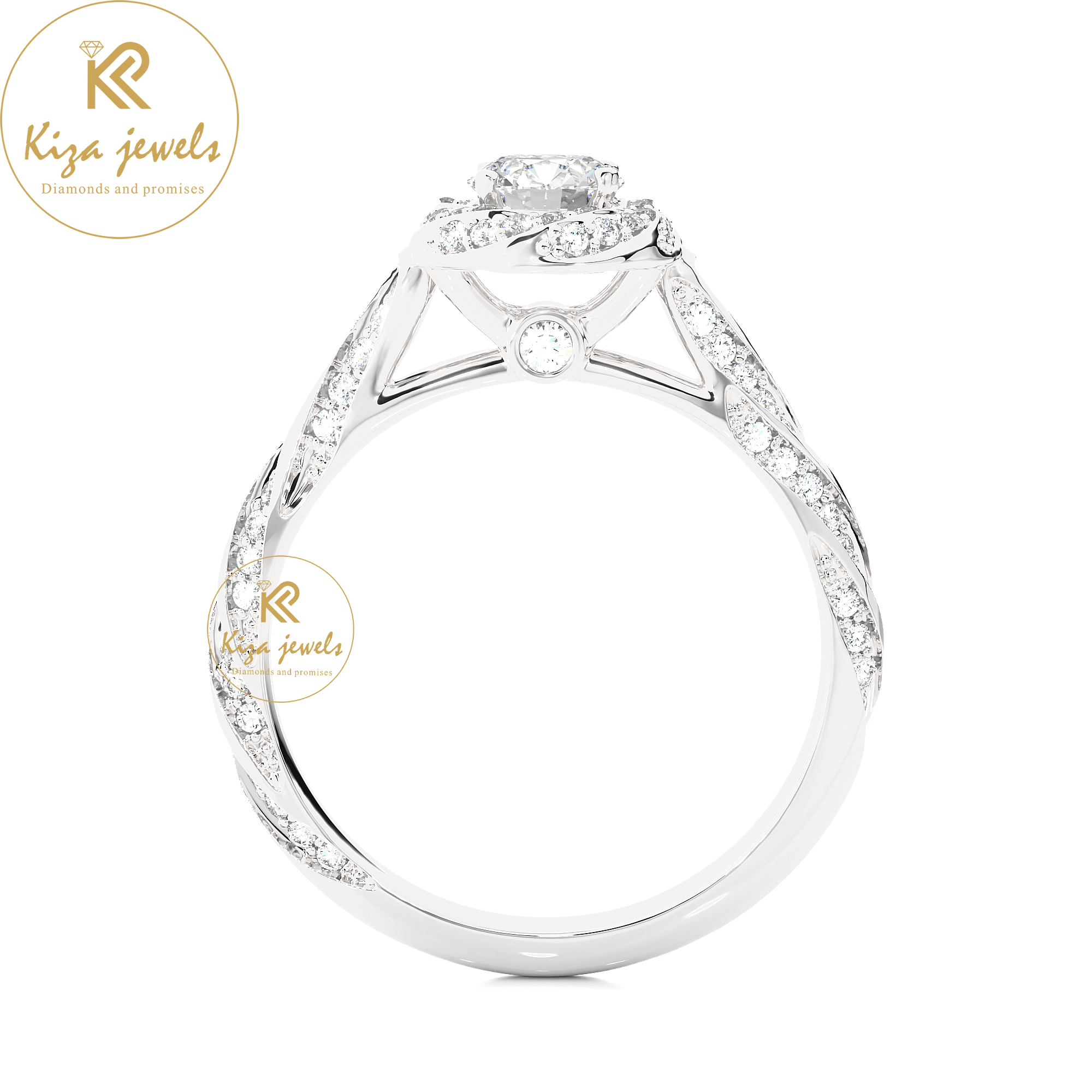 0.95 TDW Round Cut Women's Halo Diamond Ring