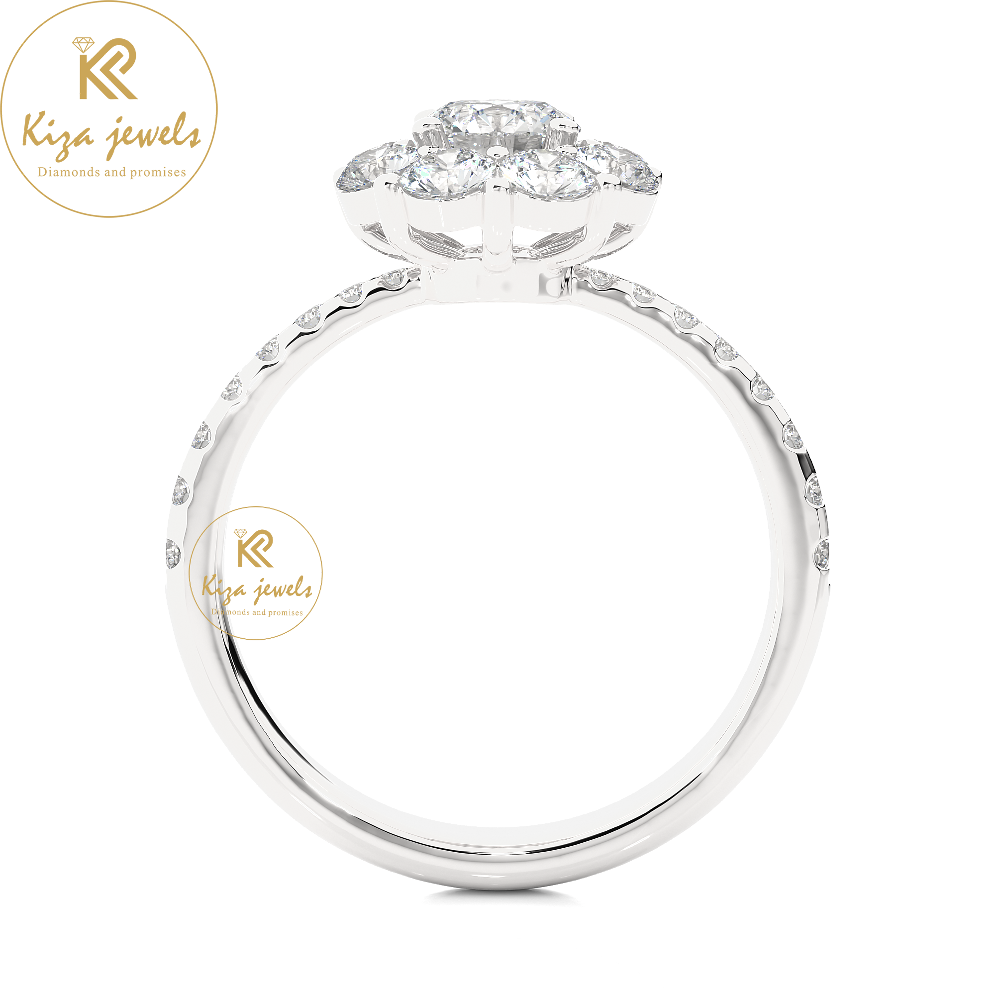 1.65 TDW Round Cut Women's Halo Diamond Ring