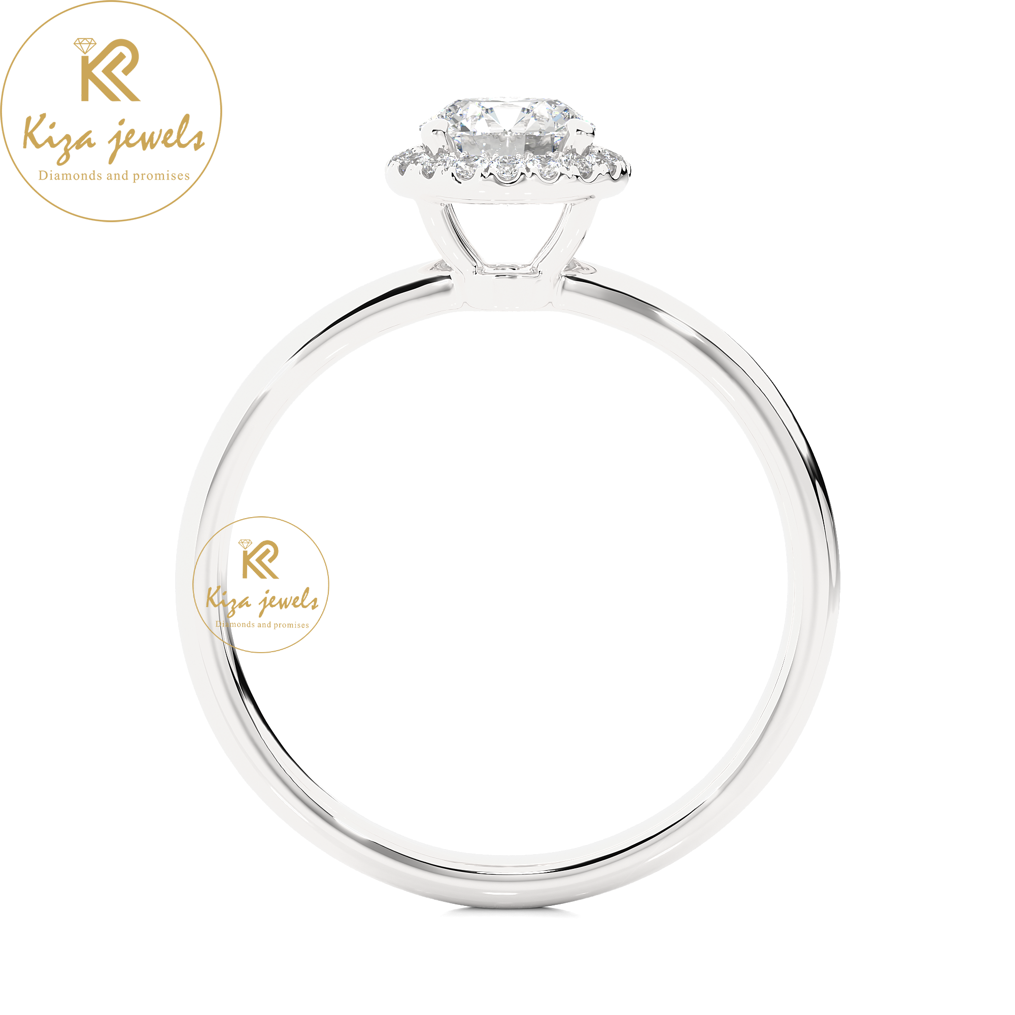 0.50 TDW Round Cut Women's Halo Diamond Ring