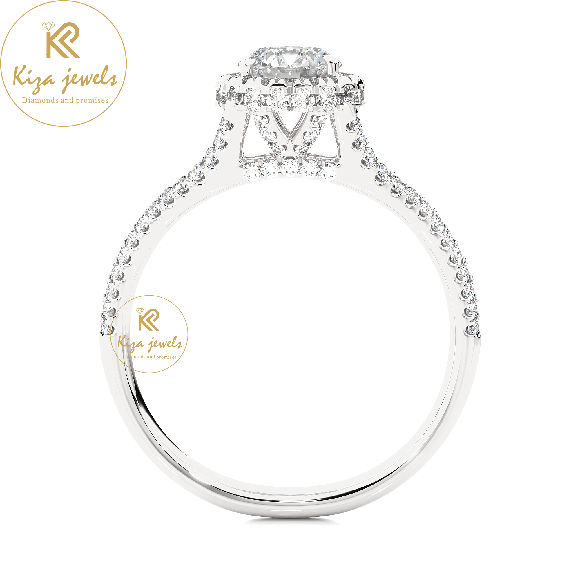 1.07 TDW Round Cut Women's Halo Diamond Ring