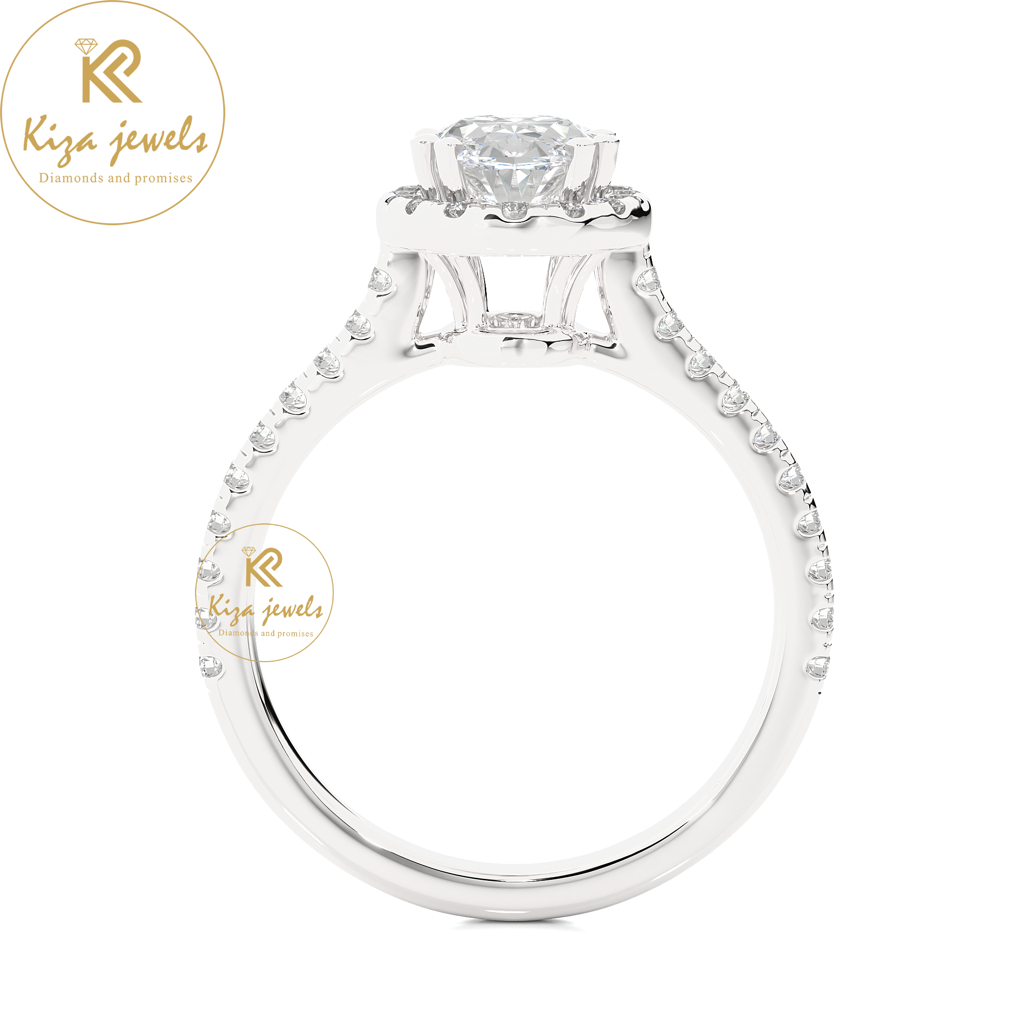 1.26 TDW Round & Oval Cut Women's Halo Diamond Ring